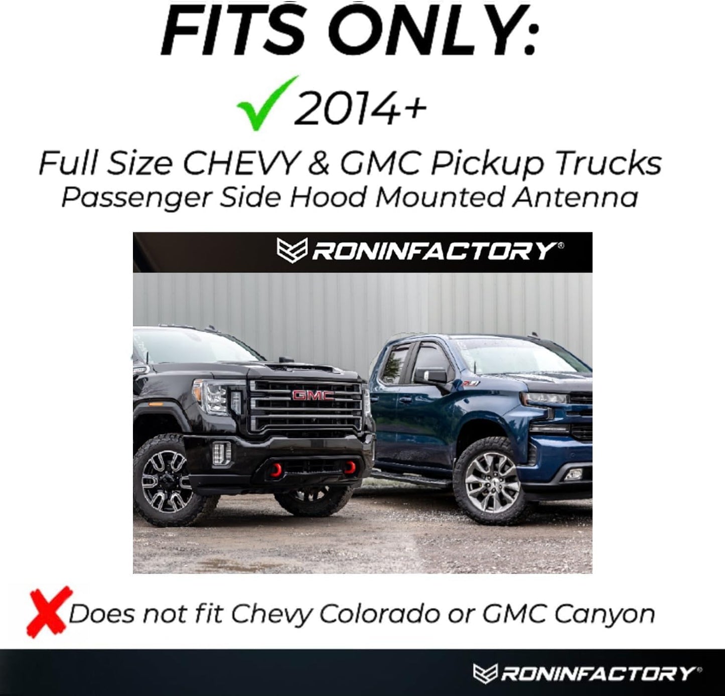Truck Antenna for Chevy Silverado & GMC Sierra Accessories (2014+) anti Theft - Carwash Safe Short Replacement Antenna (5 Inch Flexible)