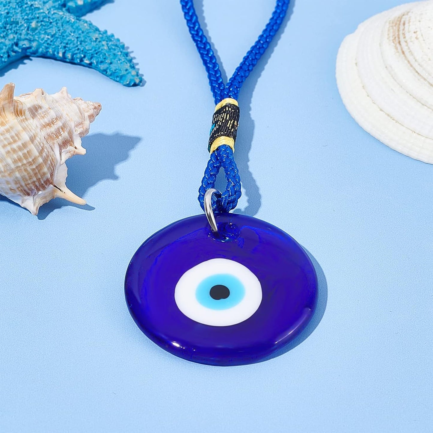 4Pcs Blue Evil Eye Glass Hanging Pendant Car Charm Ornament Evil Eye Decor Turkish Greek Amulet Car Accessories Evil Eye Charm for Good Luck Protection Wedding Party Christmas Favors Gift