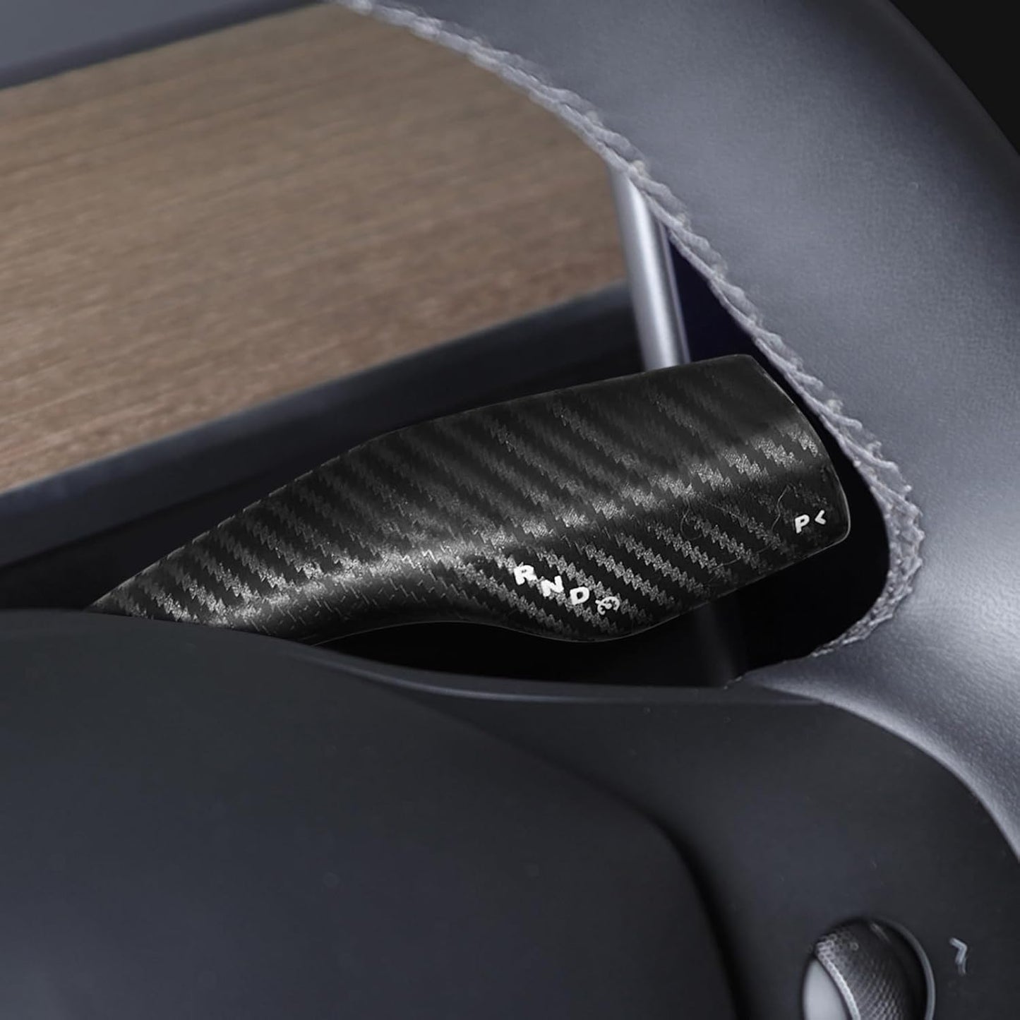 Steering Lever Cover for Tesla Model 3 Model Y 2017-2024, Carbon Fiber Pattern Car Gear Shift Cover, Steering Wheel Cover Tesla Model 3 Model Y 2024 Accessories(Matt Carbon Fiber Pattern)