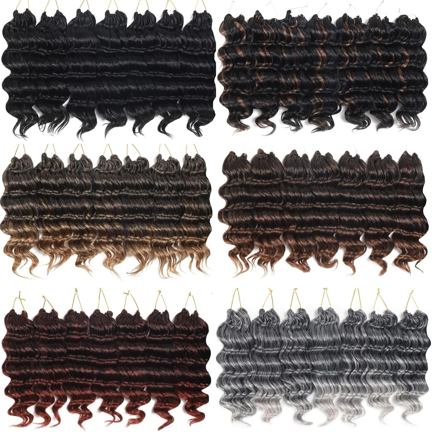 9 Inch Ocean Wave Crochet Hair Blonde 7 Packs Deep Wave Crochet Braids 126 Strands Wavy Curly Braiding Hair Pre Looped Crochet Hair Extensions for Women