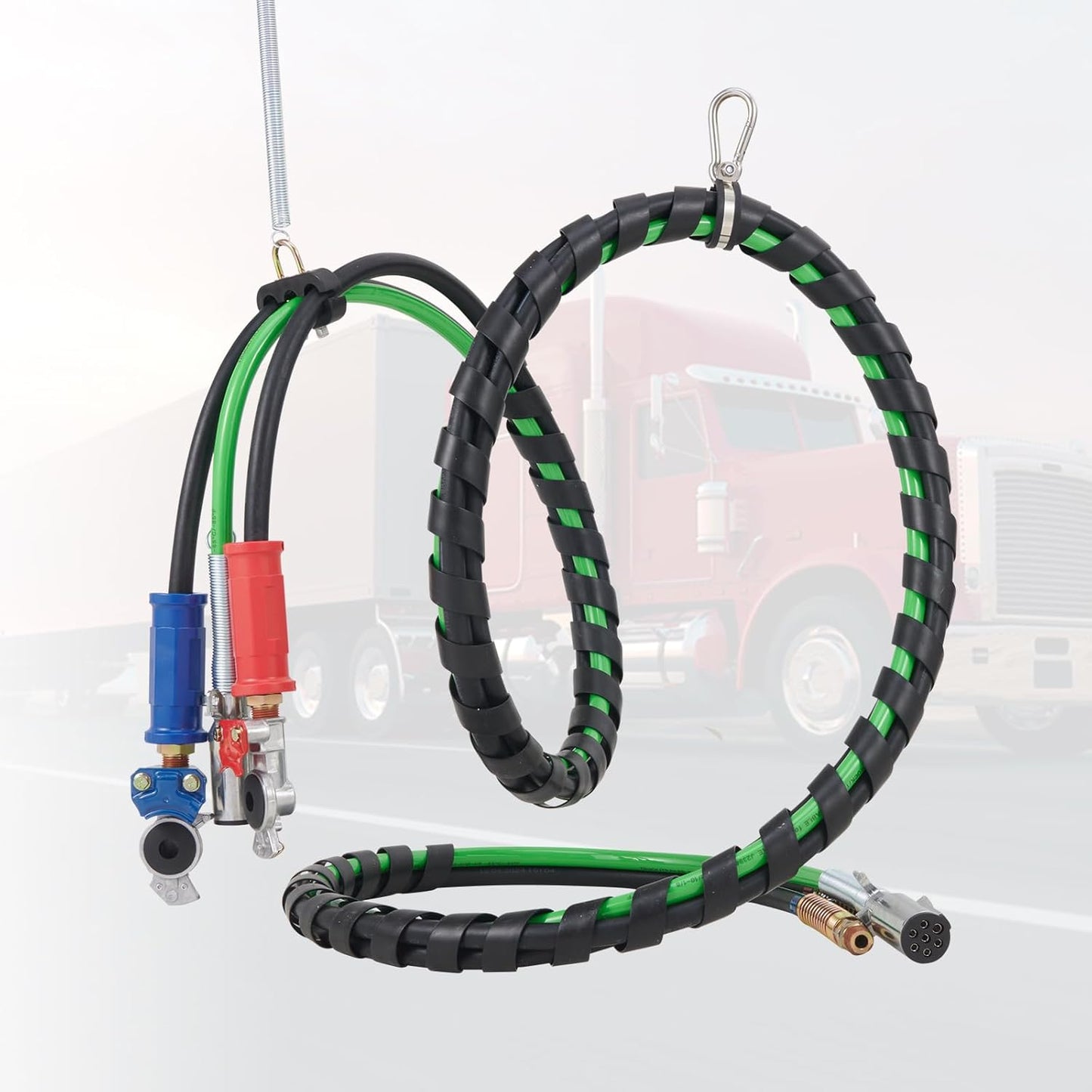 15FT Semi Truck Air Lines Kit with 2PCS Glad Hands, 3-In-1 Air Hoses & 7 Way ABS Electric Power Line, with 2PCS Gladhand Handles, 4PCS Seals and Tender Spring Kit for Semi Truck Trailer Tractor TRUCK DRIVER