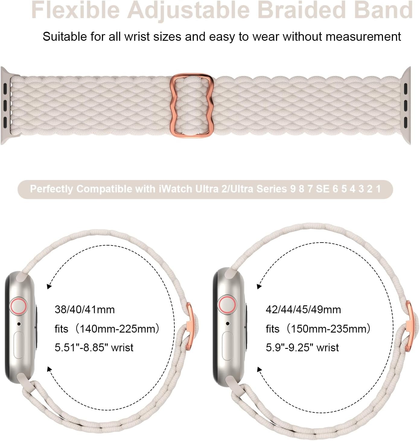 Braided Solo Loop Bands Compatible for Apple Watch Band 38Mm 40Mm 41Mm 42Mm 44Mm 45Mm 49Mm, Stretchy Nylon Elastic Sport Strap for Iwatch Ultra Series 9 8 7 SE 6 5 4 3 2 1 Women & Men