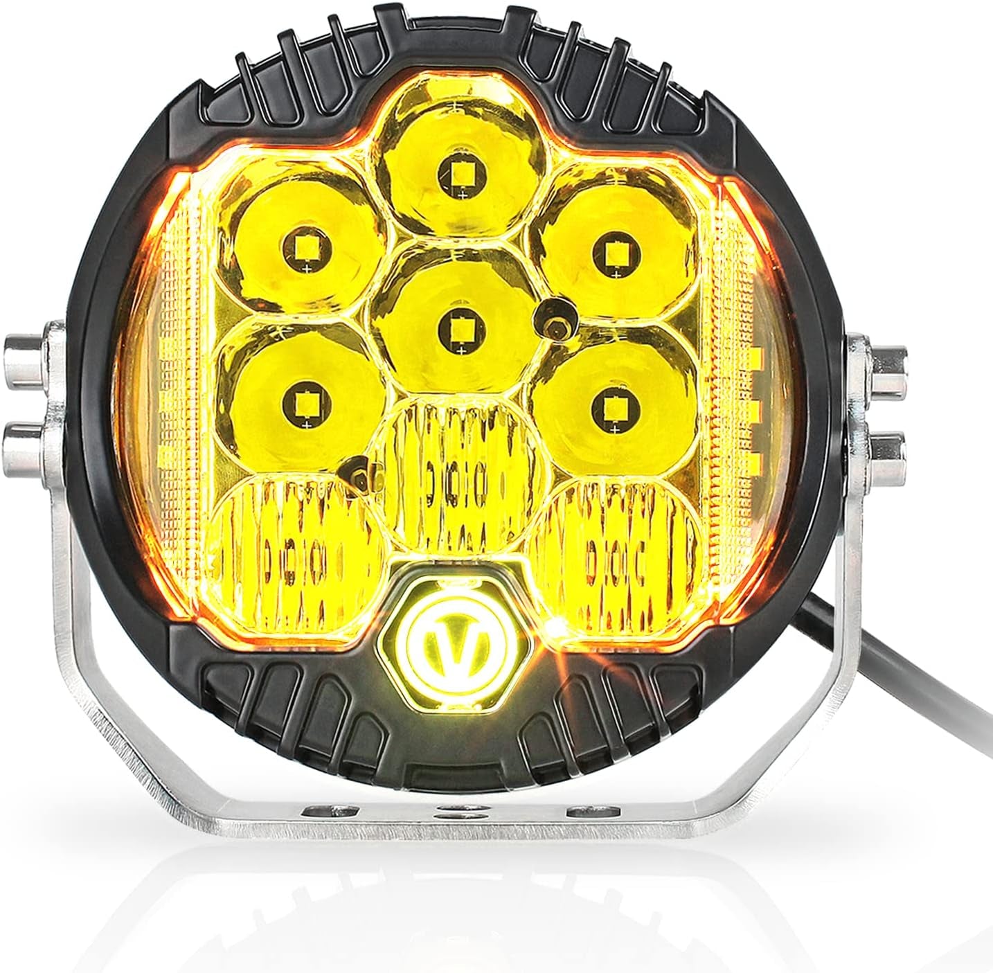 7 Inch round LED Offroad Light with DRL, 90W Driving Light LED Light Bar, 8000LM Spot Flood Combo Work Light for Wrangler, ATV, SUV, UTV, Trucks, Pickup, 4X4, F150 - Pack of 1
