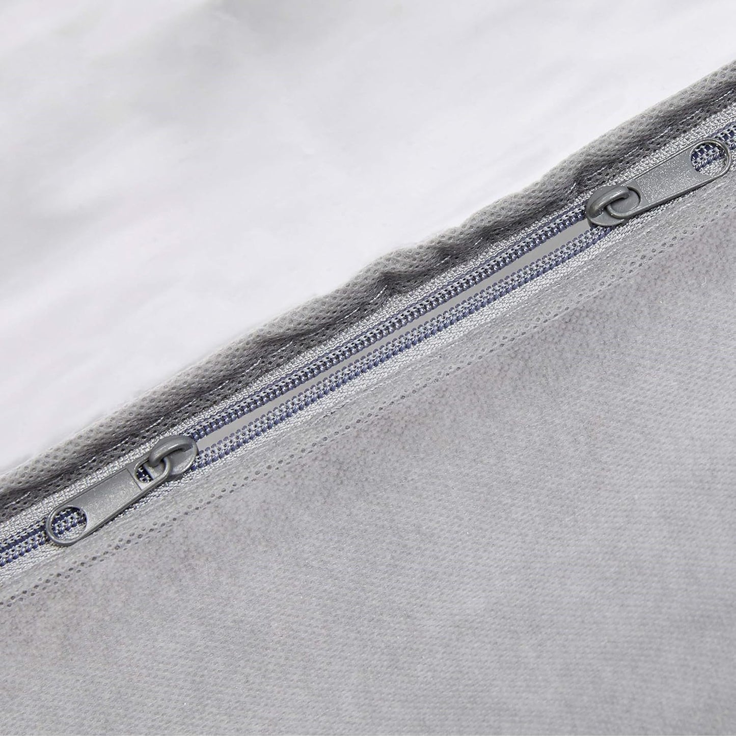 under Bed Fabric Zipper Blanket Storage Container Bags with Window and Handles, 2-Pack, 18 X 42 X 6 Inches, Gray