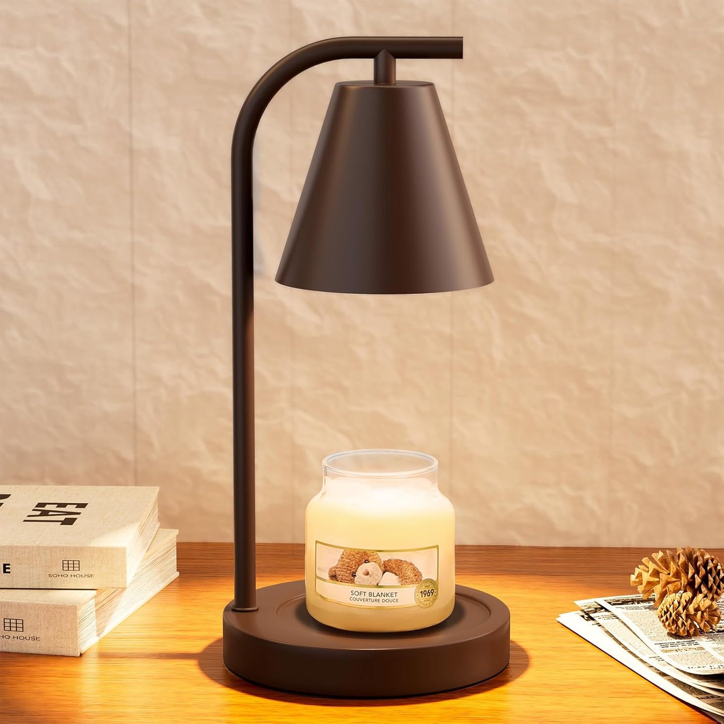 White Candle Warmer with Timer - Electric Candle Lamp for Scented Wax with 2 Bulbs - House Warming Gifts for Women