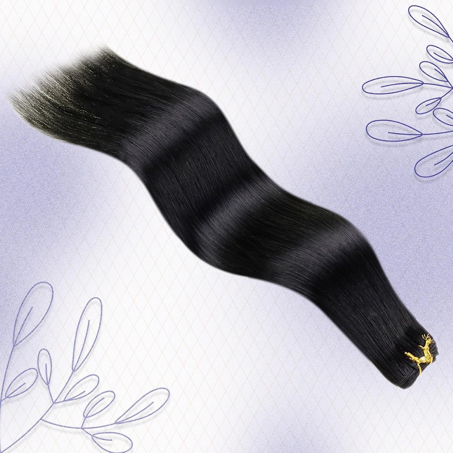 Sew in Hair Extensions Real Human Hair 120G 24 Inch Weft Hair Extensions Human Hair Jet Black Hair Extensions Sew in Weave Bundles Human Hair Double Weft Long Straight #1