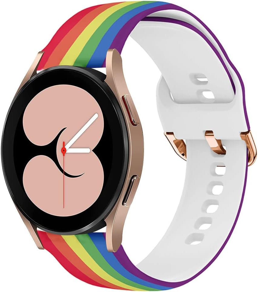 Compatible for Samsung Galaxy Watch 7 FE 6 5 4 Bands,Women Men Soft Silicone Pattern Printed Sport Replacement Strap Wristband for Galaxy Watch 6 Classic/5 Pro/4 Classic/Watch 3 41Mm (Rainbow)