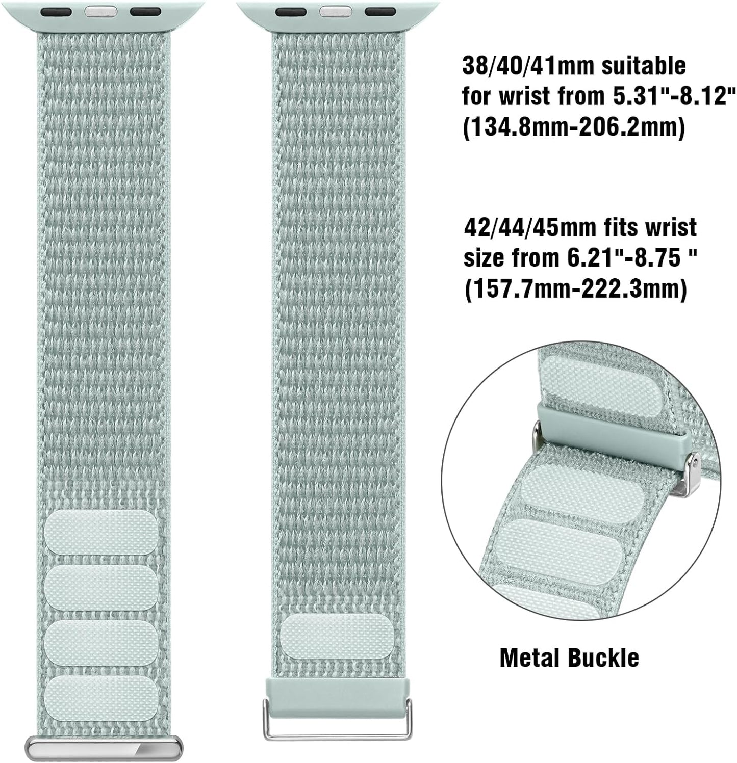 Nylon Band Compatible with Apple Watch Band 38Mm 40Mm 41Mm 42Mm 44Mm 45Mm 46Mm 49Mm for Women Men, Soft Braided Stretchy Solo Loop Sport Band for Iwatch Series 10/9/8/7/6/Se/Ultra Blue Fog S