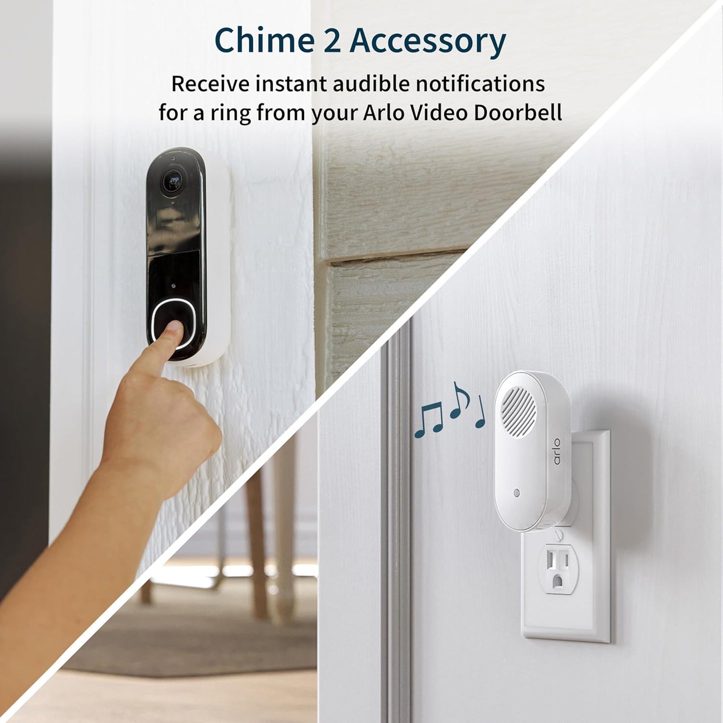Video Doorbell 2K 2Nd Generation & Chime 2 Bundle, 2K HD Doorbell Camera, 2-Way Audio, Package Detection, Motion Detection and Alerts, Built-In Siren, Night Vision, AVDK4001-100CNS, White