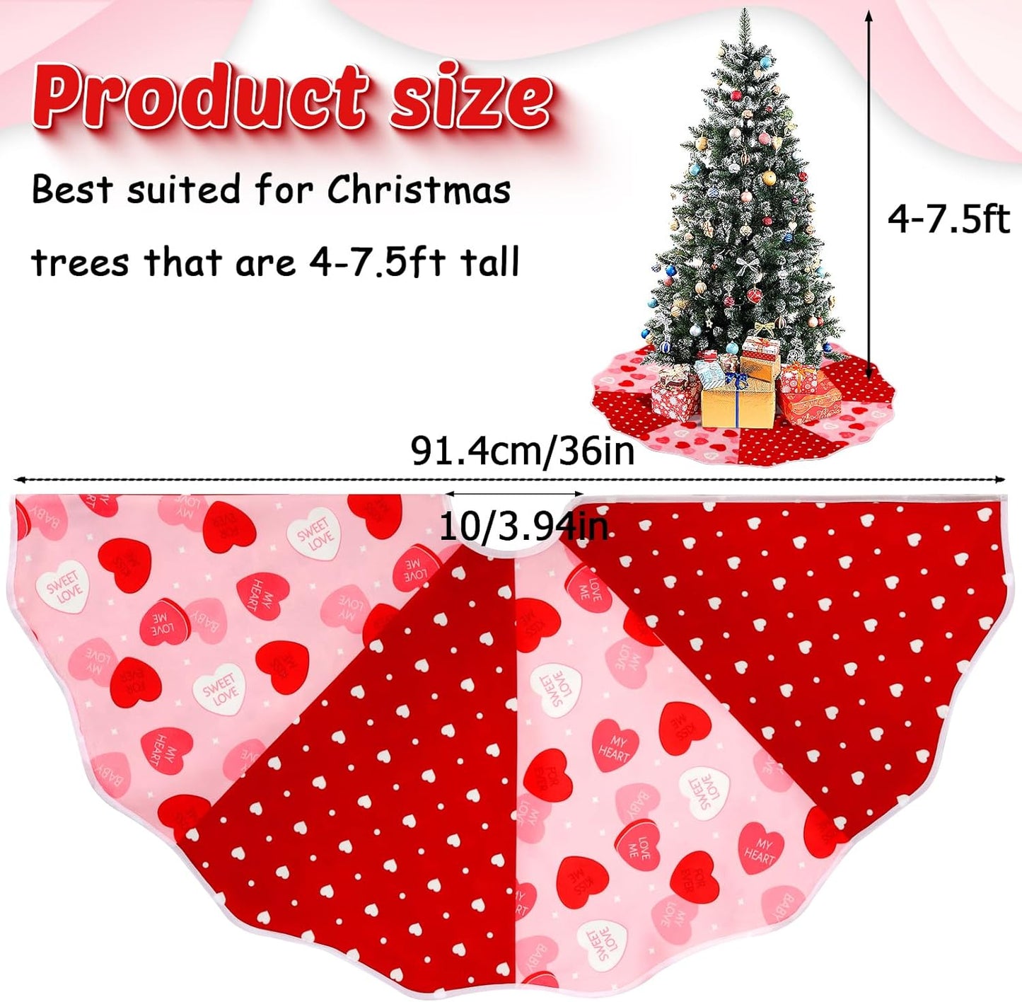 36In Valentine'S Day Tree Skirt Double Sided St. Patrick'S Day Tree Skirt Decorations,Reversible Holiday Tree Mat Party Supplies for Tabletop Trees Decoration