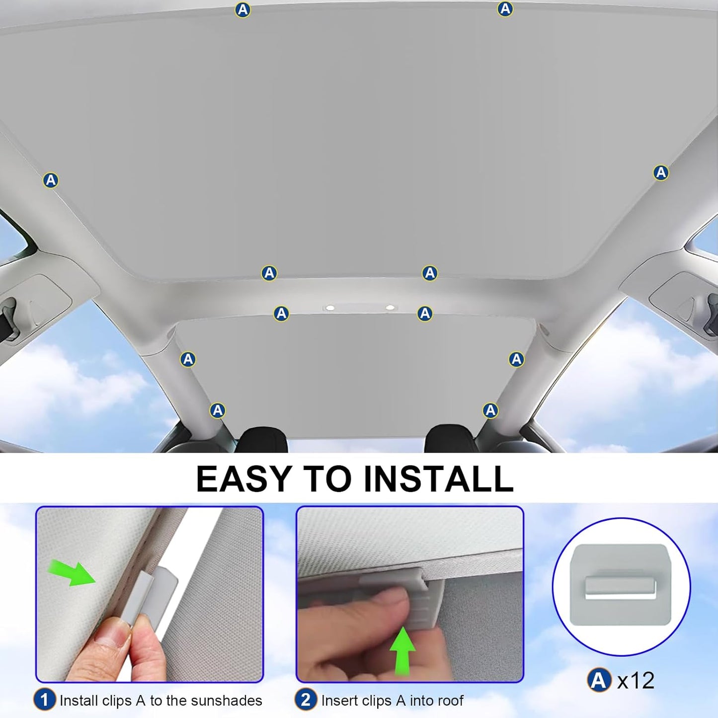 New Version Sunshade Roof for Tesla Model 3【Blocks 99% UV, No Sag Gap!】Premium Shade for Tesla Model 3 Accessories Heat Insulation Keep Cooling Light-Tight Foldable Sunshade for Model 3 2023 2022 2021