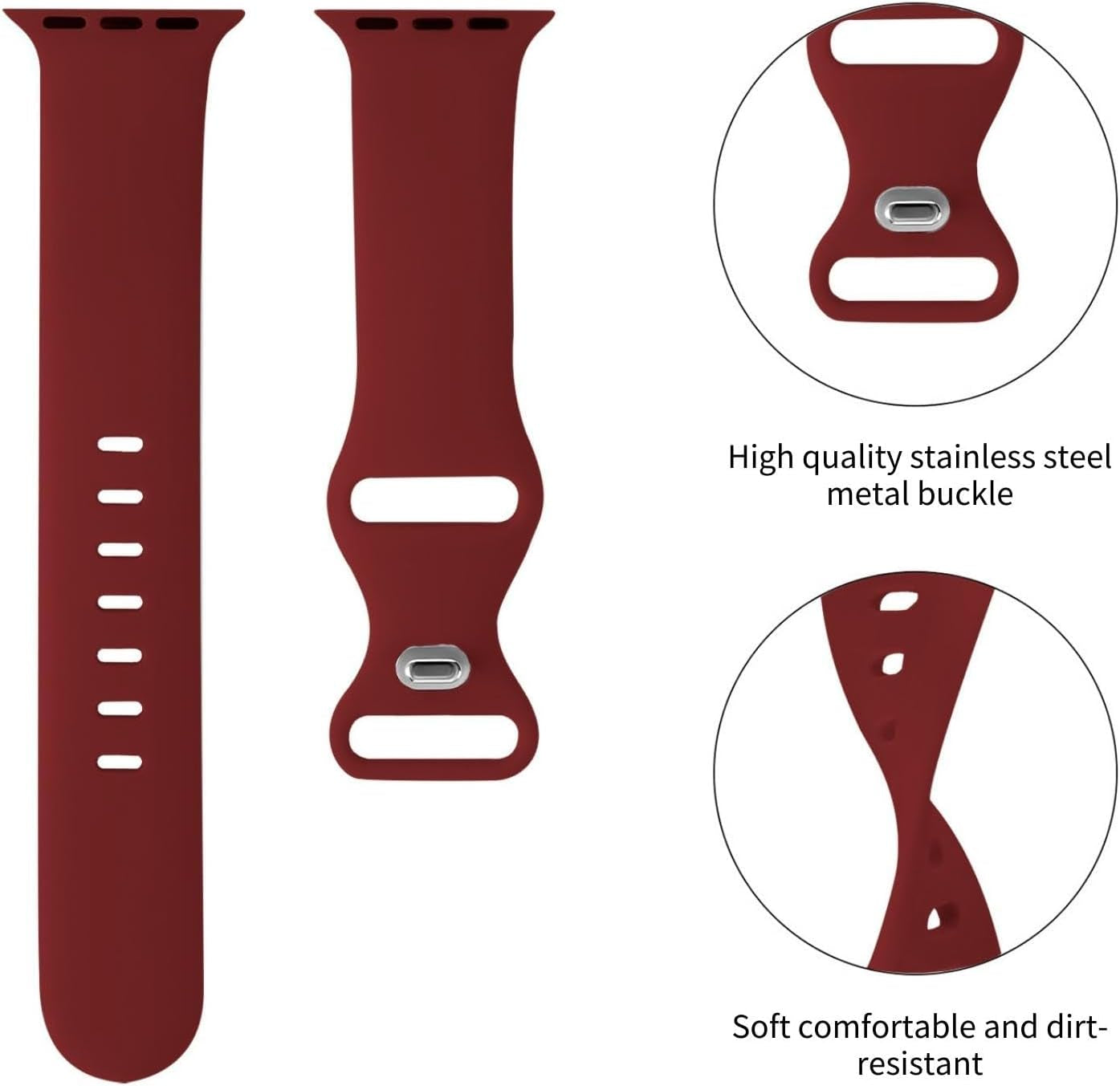 Sport Bands Compatible with Apple Watch Band 38Mm 40Mm 41Mm 42Mm 44Mm 45Mm, Soft Silicone Waterproof Strap Compatible with Iwatch Series Ultra 8 7 6 5 4 3 2 1 SE Women Men