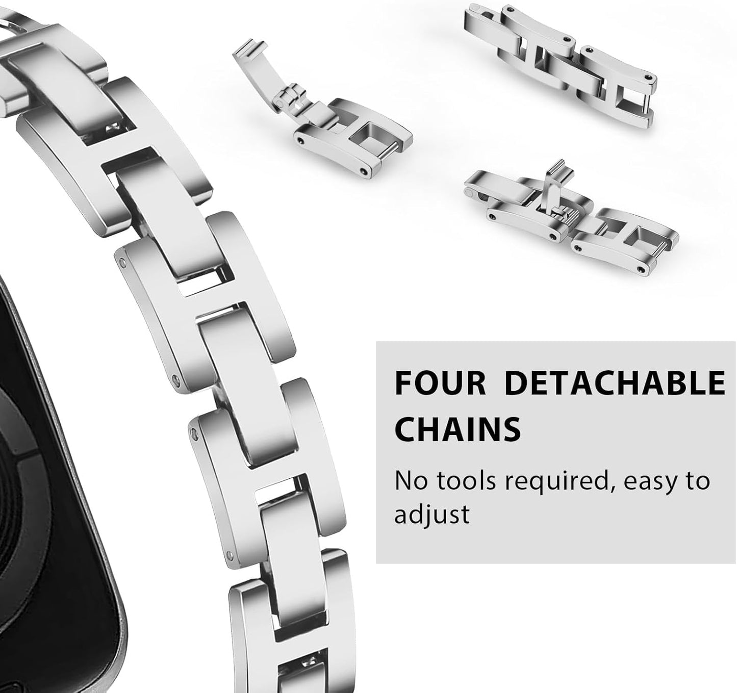 Chain Bracelet Compatible for Apple Watch Band, Women Fashion Slim Jewelry Dressy Iwatch Bands Series 10 9 8 7 SE 6 5 4 3 Series 2 1