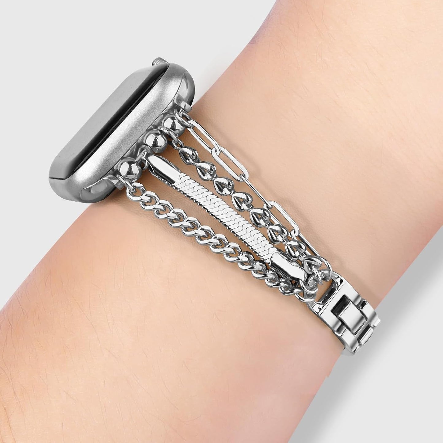 Chain Bracelet Compatible for Apple Watch Band, Women Fashion Slim Jewelry Dressy Iwatch Bands Series 10 9 8 7 SE 6 5 4 3 Series 2 1