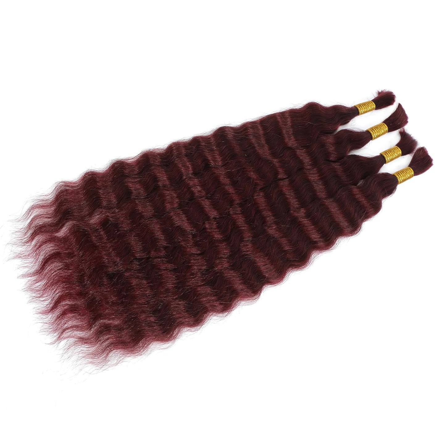 Super Wave Bulk Human Hair 100% Unprocessed Brazilian Virgin Human Hair Extensions Bundles for Braiding Hair Wet and Wave Micro Human Hair(1Pack-4Pcs, 18Inch #99J)