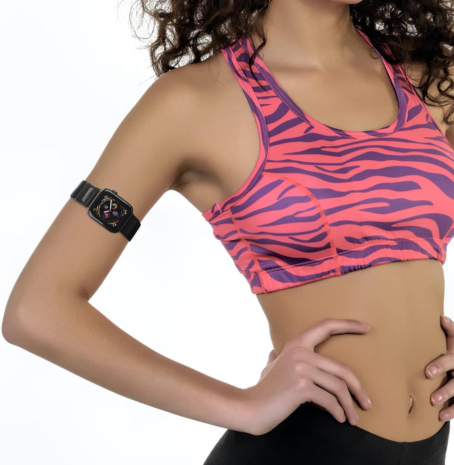 Elastic Armband Compatible with Apple Watch 41Mm,42Mm,44Mm,45Mm,Iwatch Series SE/7/6/5/4/3 Strap,Adjustable Sport Workout Nylon Women Men Replacement Arm or Ankle Band,Heart Rate Monitor Armband.