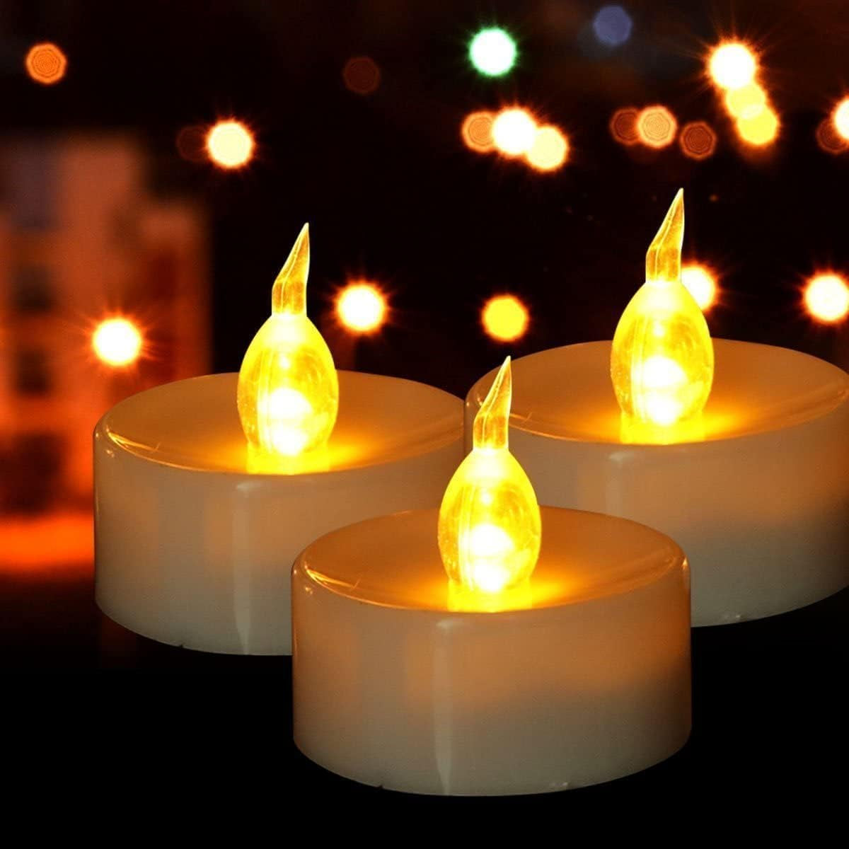 Tea Light Candles with Remote Control,Flickering Flameless LED Candle,Long Lasting 400+Hours,Battery Operated with Timer for Home Decoration Seasonal &Festival Celebration Warmyellow (24Pcs)