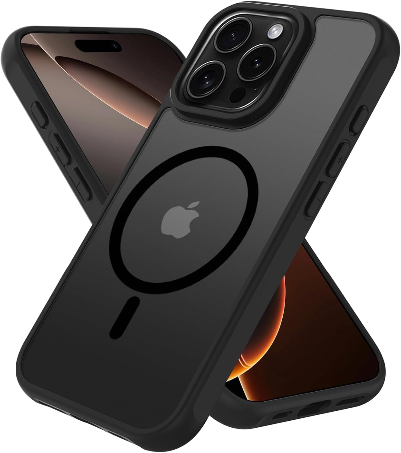 2025 New Magnetic for Iphone 16E Case,Compatible with Magsafe,Military Grade Drop Tested, Shockproof Matte Translucent Hard Back Slim Protective Case.Black Magnetic Circle.