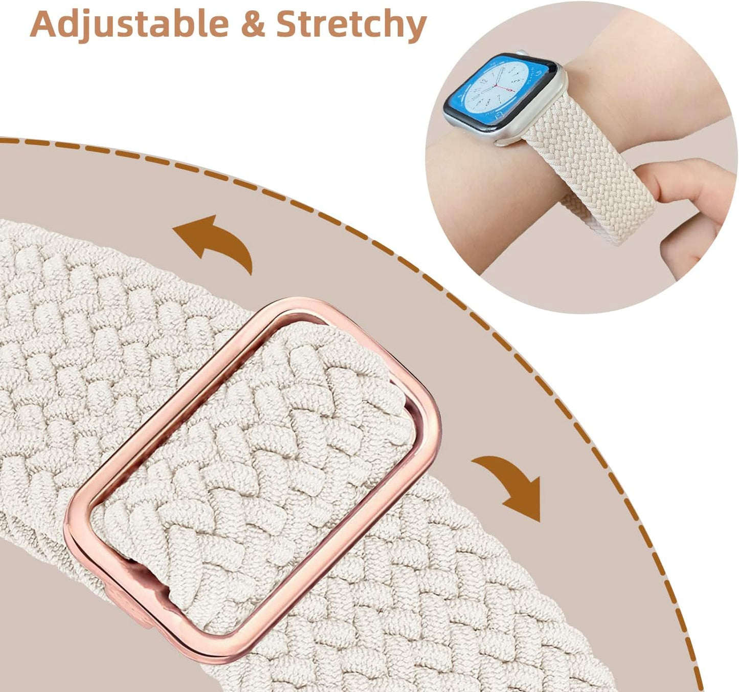 Stretchy Braided Solo Loop Compatible with Apple Watch Band 38Mm 40Mm 41Mm 42Mm 44Mm 45Mm 49Mm for Women Men, Adjustable Straps Elastic Sport Wristbands for Iwatch Series 9 8 7 6 5 4 3 2 1 Ultra SE