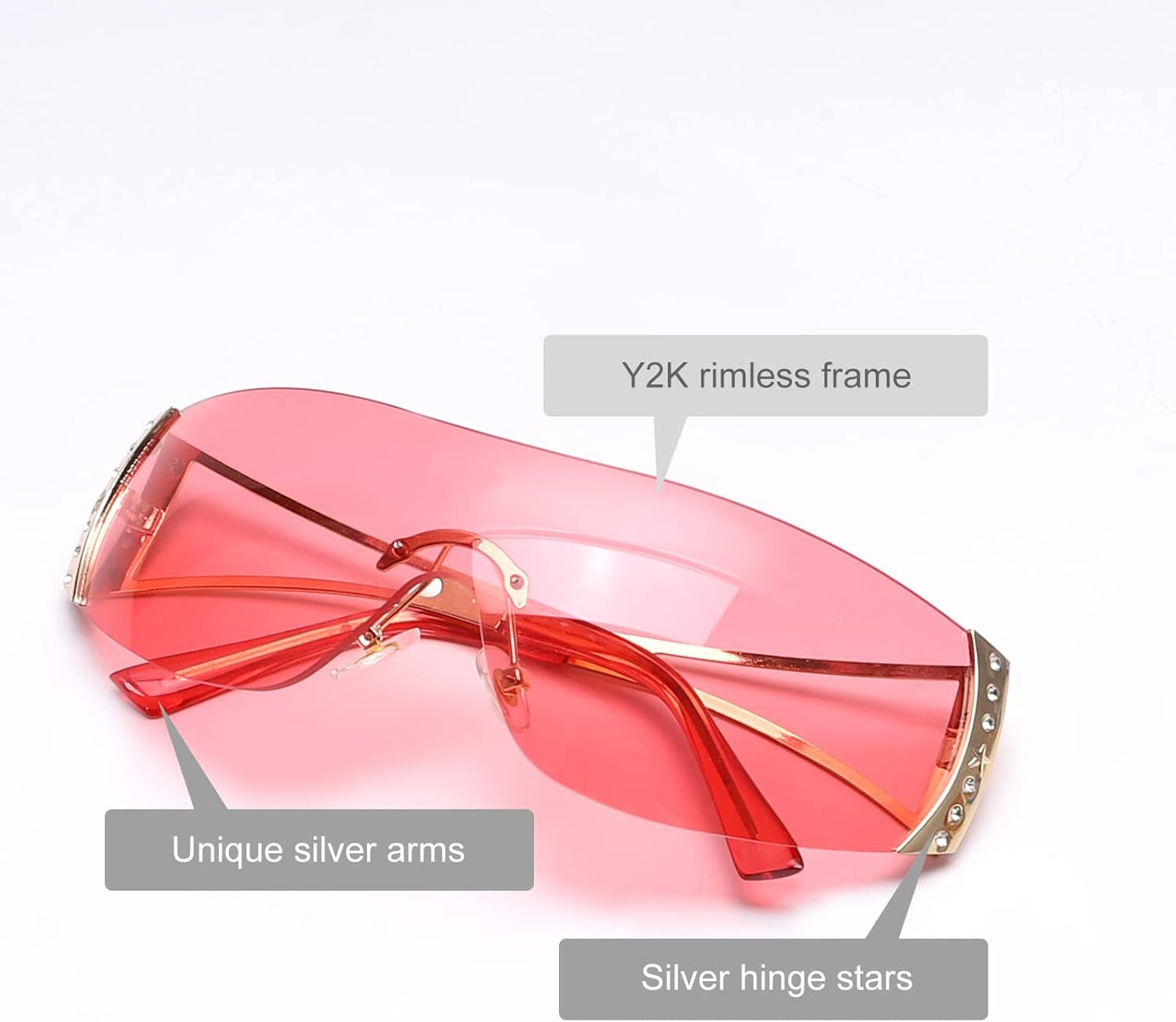Wrap around Y2K Sunglasses for Women Men Shield Flat Top Sunglasses Futuristic Frameless Gradient Lens Sun Glasses