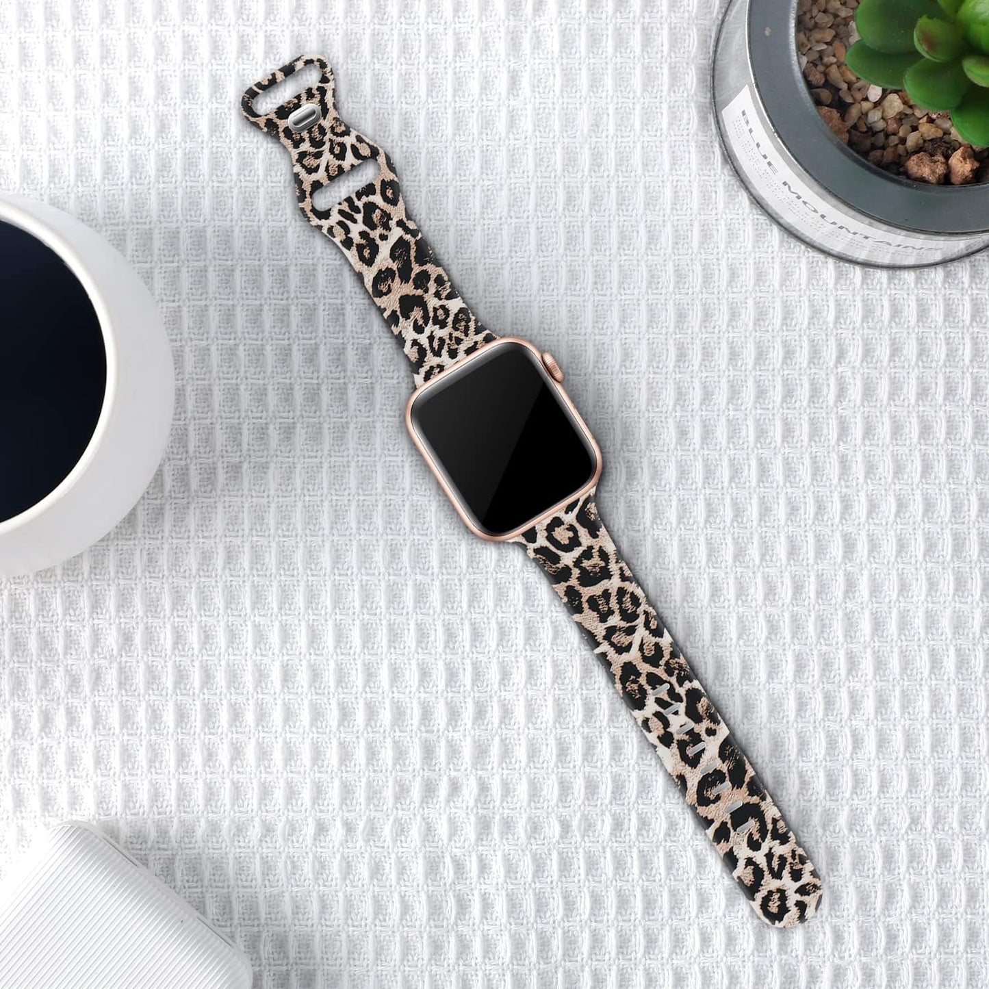Bands Compatible with Apple Watch 38Mm 40Mm 41Mm 42Mm 44Mm 45Mm, Replacement Silicone Pattern Printed Sport Strap for Iwatch Series 8/7/6/5/4/3/2/1 SE Women Men, Leopard