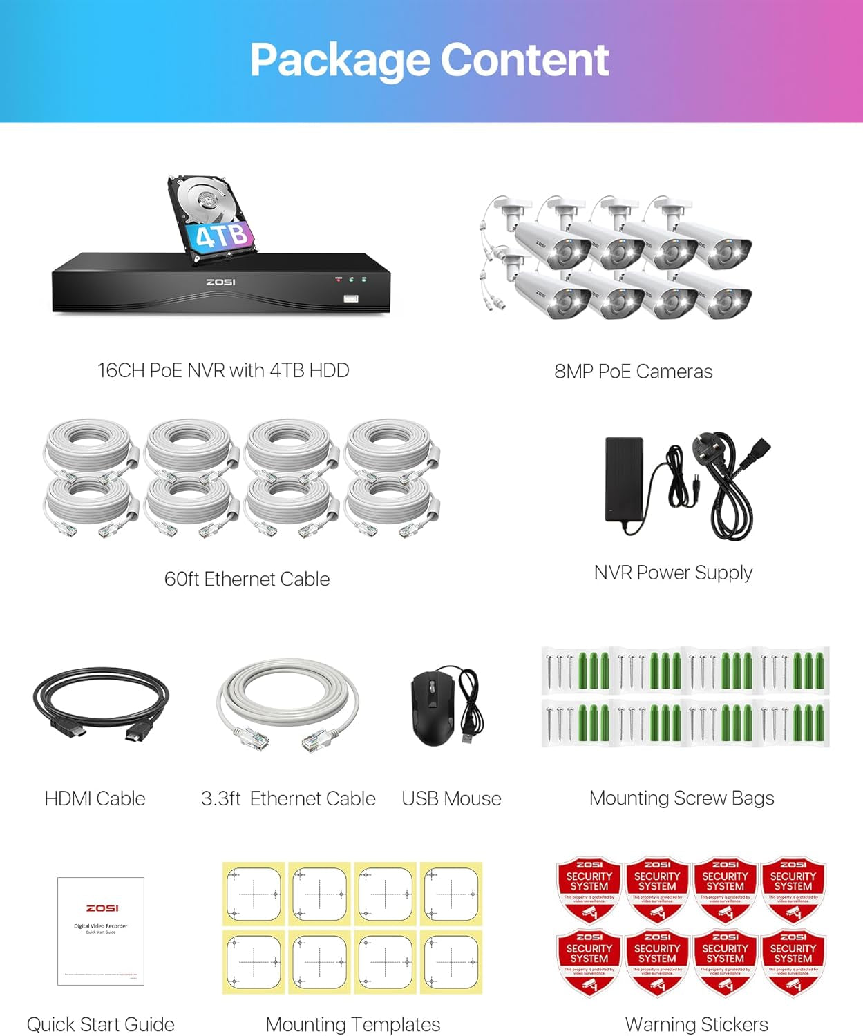 24CH 4K Spotlight Poe Security Camera System with Face/Person/Vehicle Detection,8Pcs 4K Outdoor IP Cameras,2 Way Talk,Night Vision,16 Port 24CH 8MP Dual-Disk NVR with 4TB HDD for 24/7 Recording TRUCK DRIVER