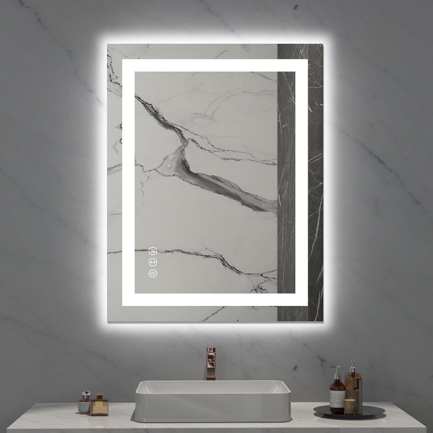60”X30“ RGB LED Bathroom Mirror with Lights for Bathroom, Anti-Fog, Dimmable,Multiple Light Modes, RGB Backlit + Front Light, Memory Function, Tempered Glass