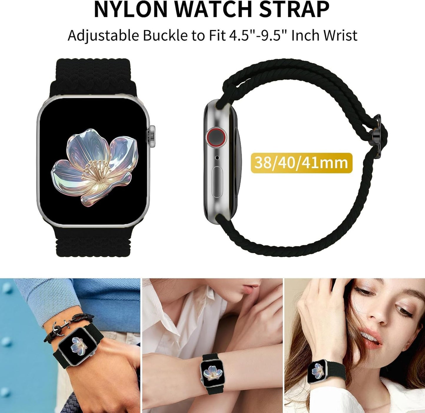 Band Compatible with Apple Watch 38Mm 40Mm 41Mm,Nylon Sport Strap for Iwatch Series Ultra 9/8/7/6/5/4/3/2/1 SE 03