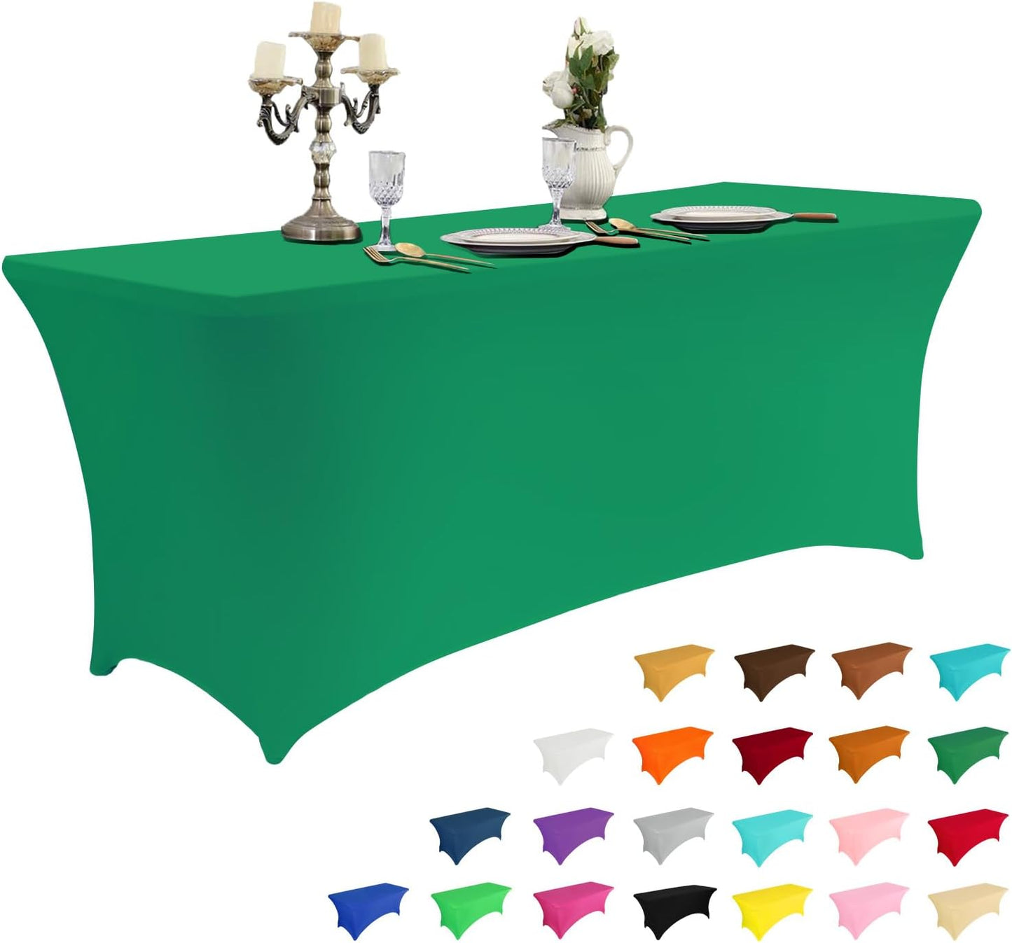 2 Pack 6FT Table Cloth for Rectangular Fitted Events Stretch Black Table Covers Washable Table Cover Spandex Tablecloth Table Protector for Party, Wedding, Cocktail, Banquet, Festival