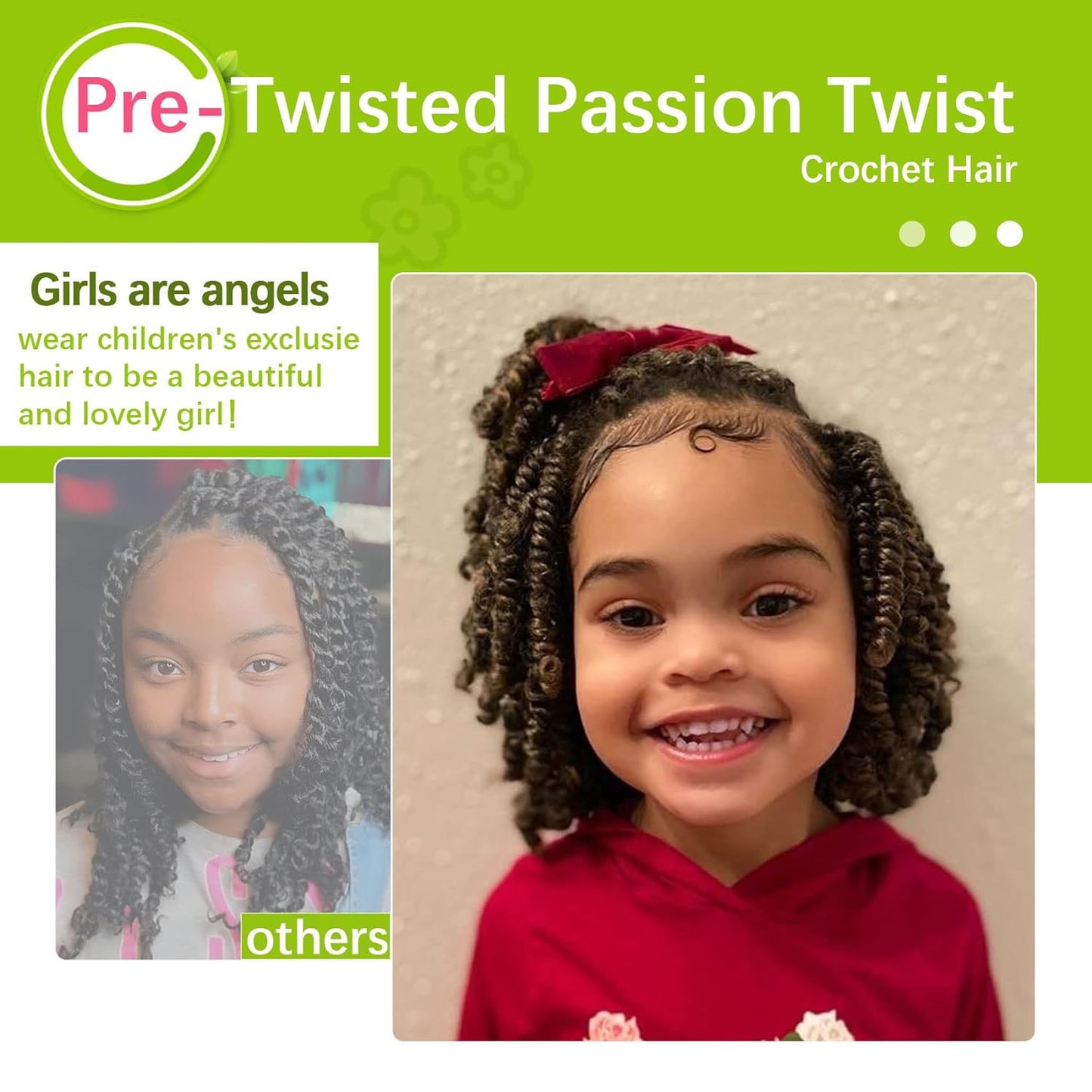 Passion Twist Hair 8 Inch, 8 Packs Passion Twist Crochet Hair for Black Women, Prelooped Crochet Twist Hair with Curly Ends (8Inch, T350#)