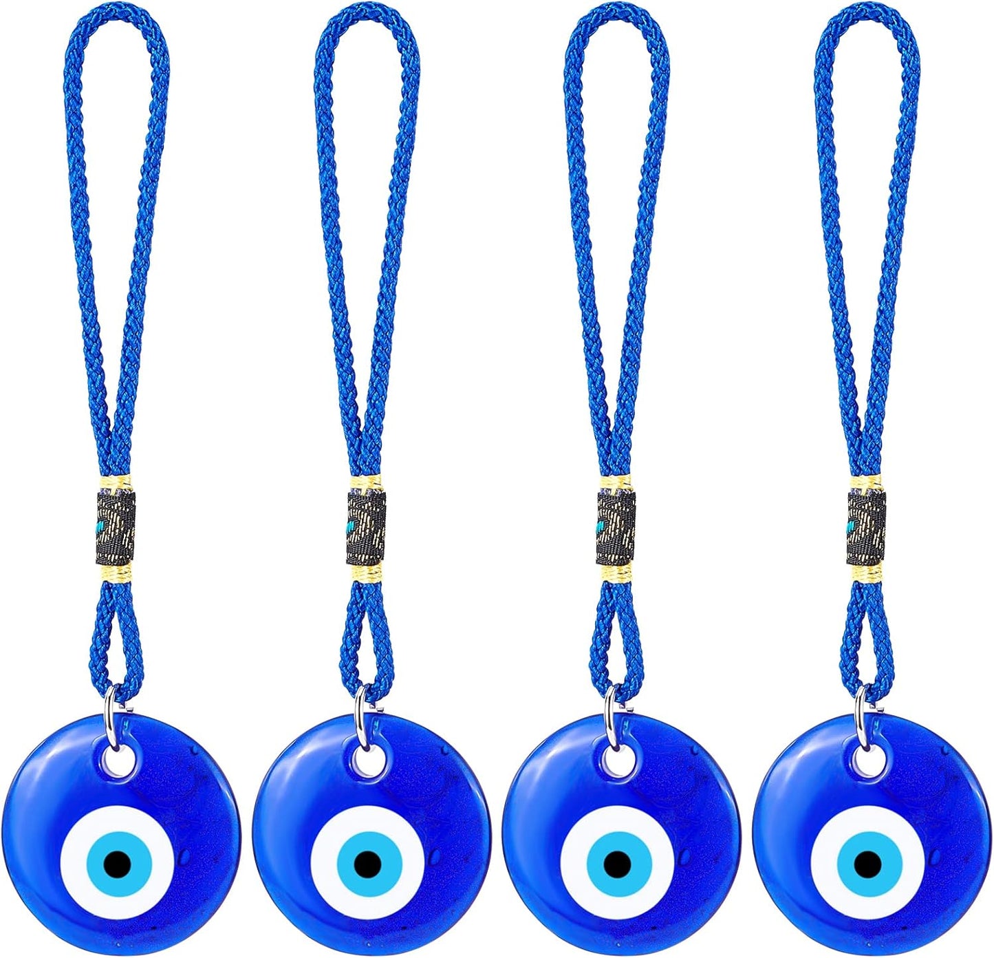4Pcs Blue Evil Eye Glass Hanging Pendant Car Charm Ornament Evil Eye Decor Turkish Greek Amulet Car Accessories Evil Eye Charm for Good Luck Protection Wedding Party Christmas Favors Gift