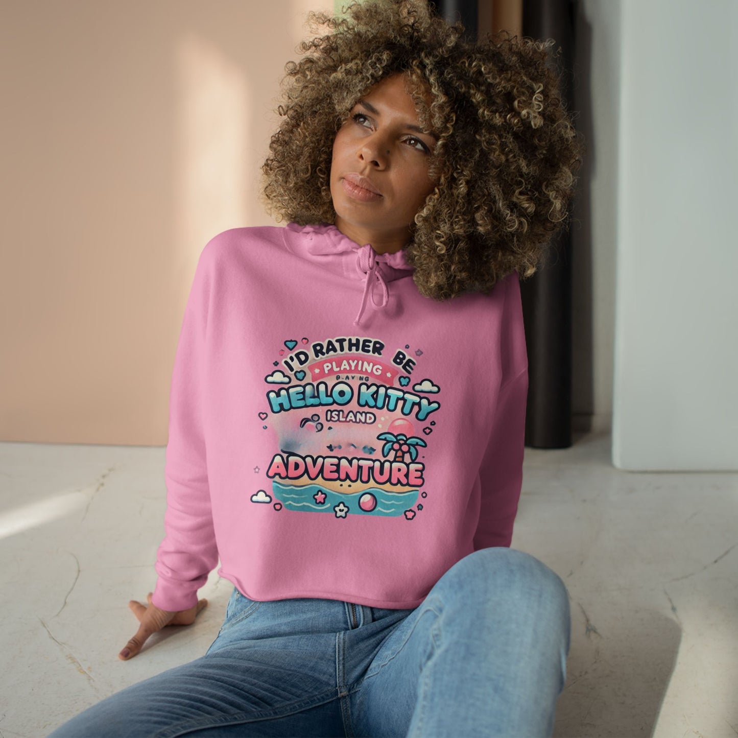 I’d rather be playing Hello Kitty island adventure Crop Hoodie
