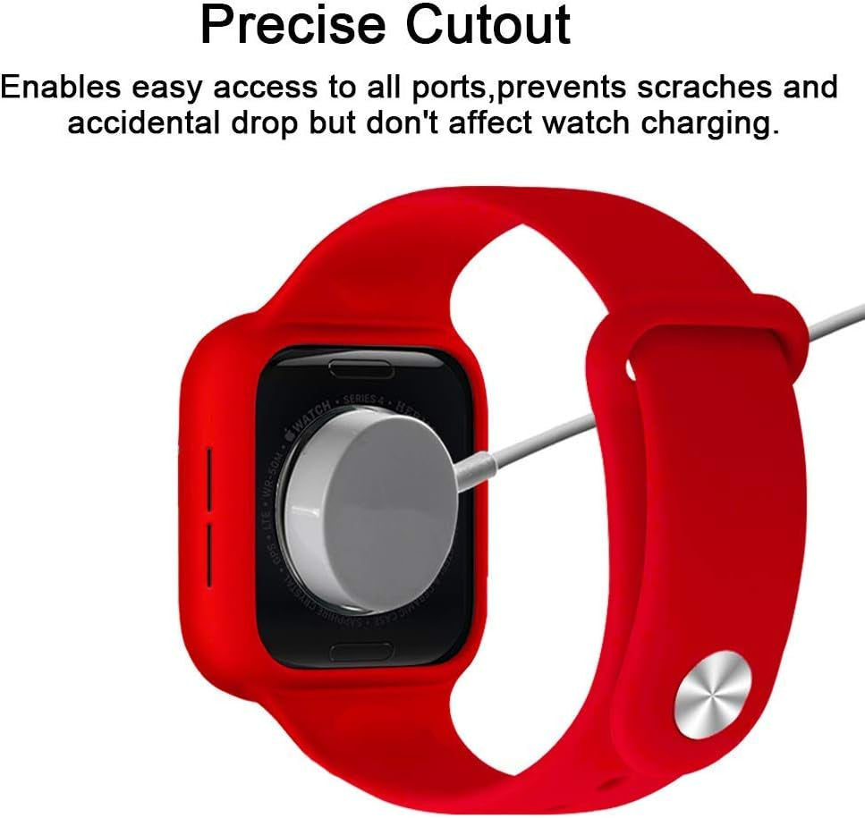 Compatible for Apple Watch Band with Case,Soft Silicone Sport Bands Wrist Strap with Protective Bumper for Iwatch SE Series 6 / Series5 / Series 4 Accessories.