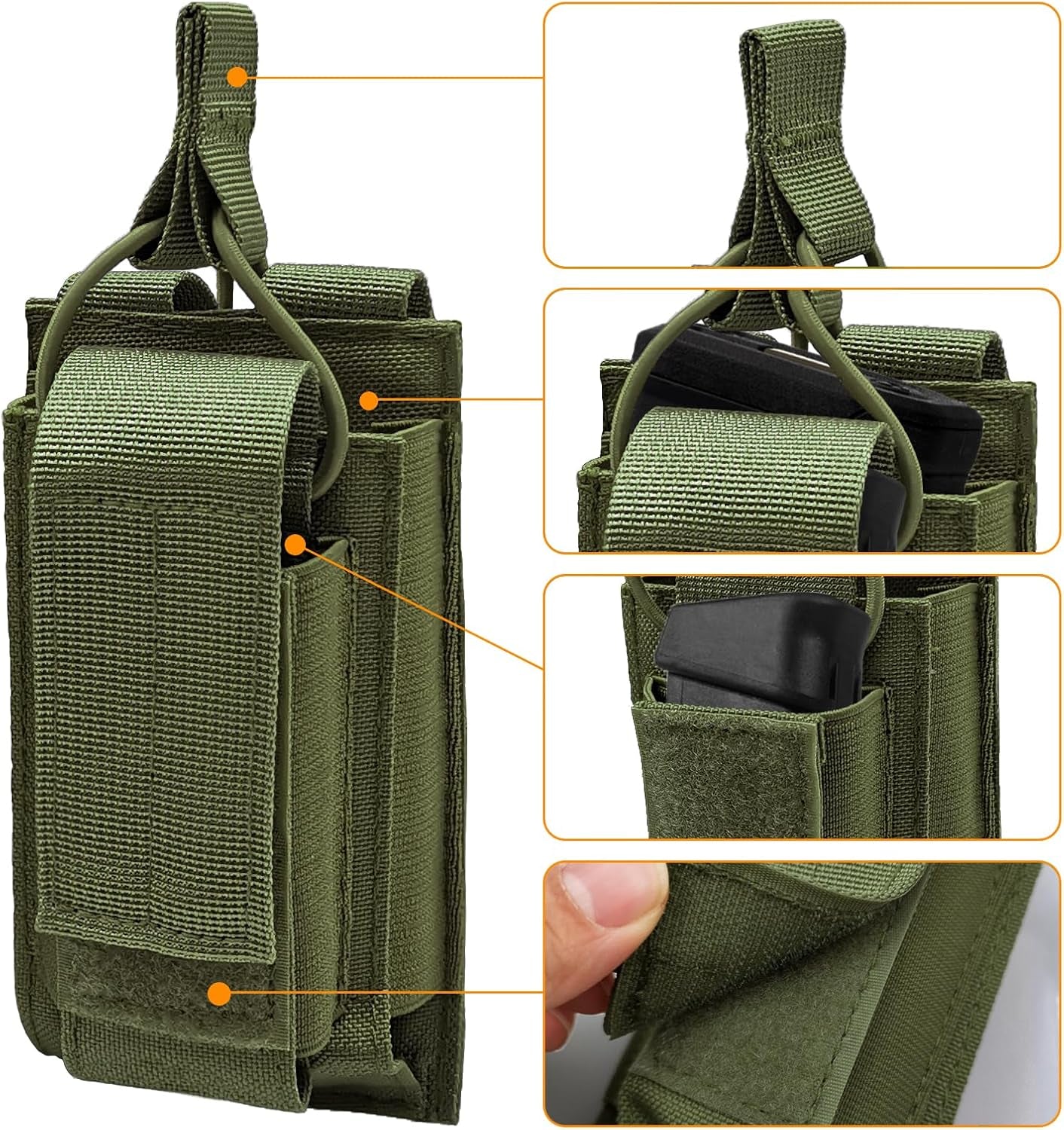Tactical Molle Mag Pouch,Open Top Single/Double/Triple Stacker Magazine Pouch Holder,Rifle & Pistol Mag Pouch for M4 M14 M16 AK AR