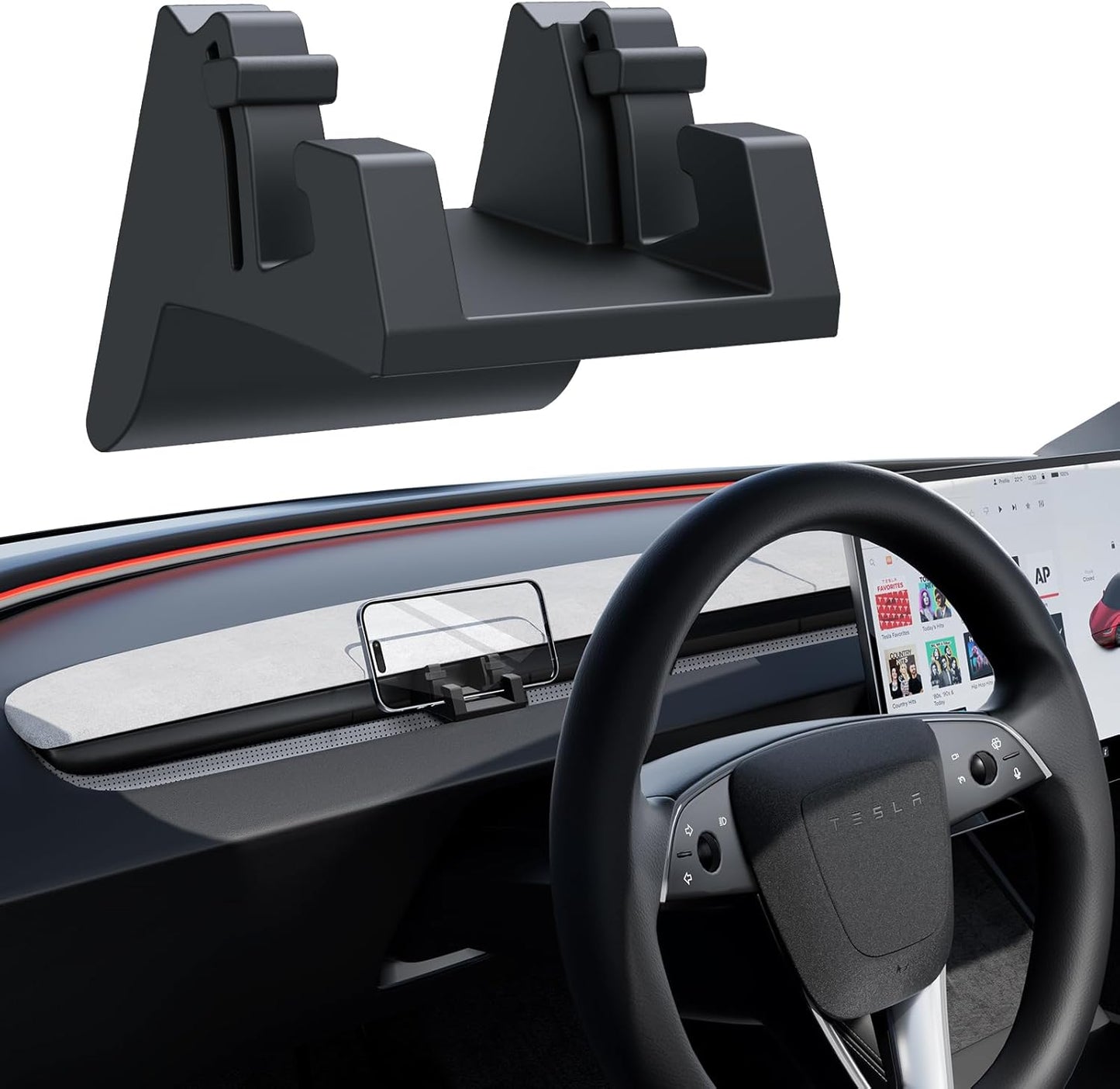 Silicone Phone Mount for Tesla Model Y and 2017-2023 Tesla Model 3 Accessories: Also Functions as a Vent Hook and Sunglass Holder (Not Compatible with 2024 Model 3)