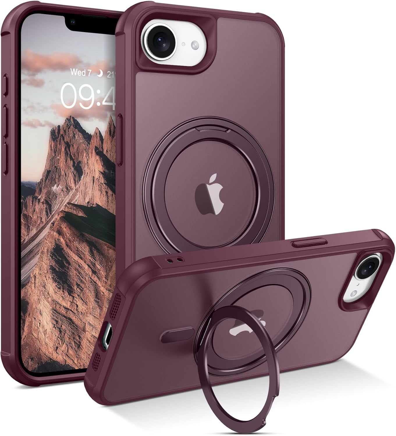 for Iphone 16E Case, Iphone 16E Magnetic Phone Case with Magsafe Rotatable Invisible Kickstand Ring Holder Design Shockproof Women Men Girl Boy Protective Cover for Iphone 16E 6.1", Black