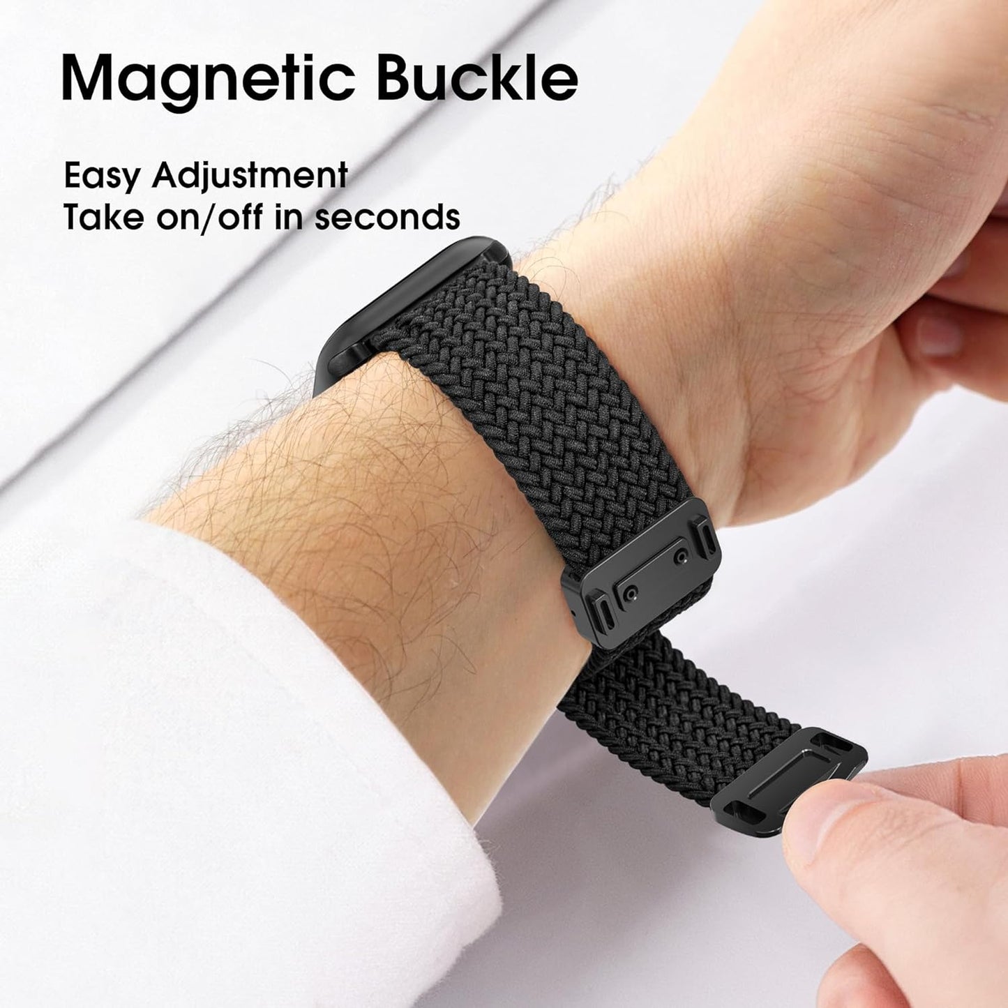 Magnetic Stretchy Watch Band Compatible for Apple Watch Band 38Mm 40Mm 41Mm,Comfortable Adjustable Straps Wristbands for Iwatch Series 9 8 7 6 5 4 SE 3 2 1 Ultra 1 2 Women Men,Black