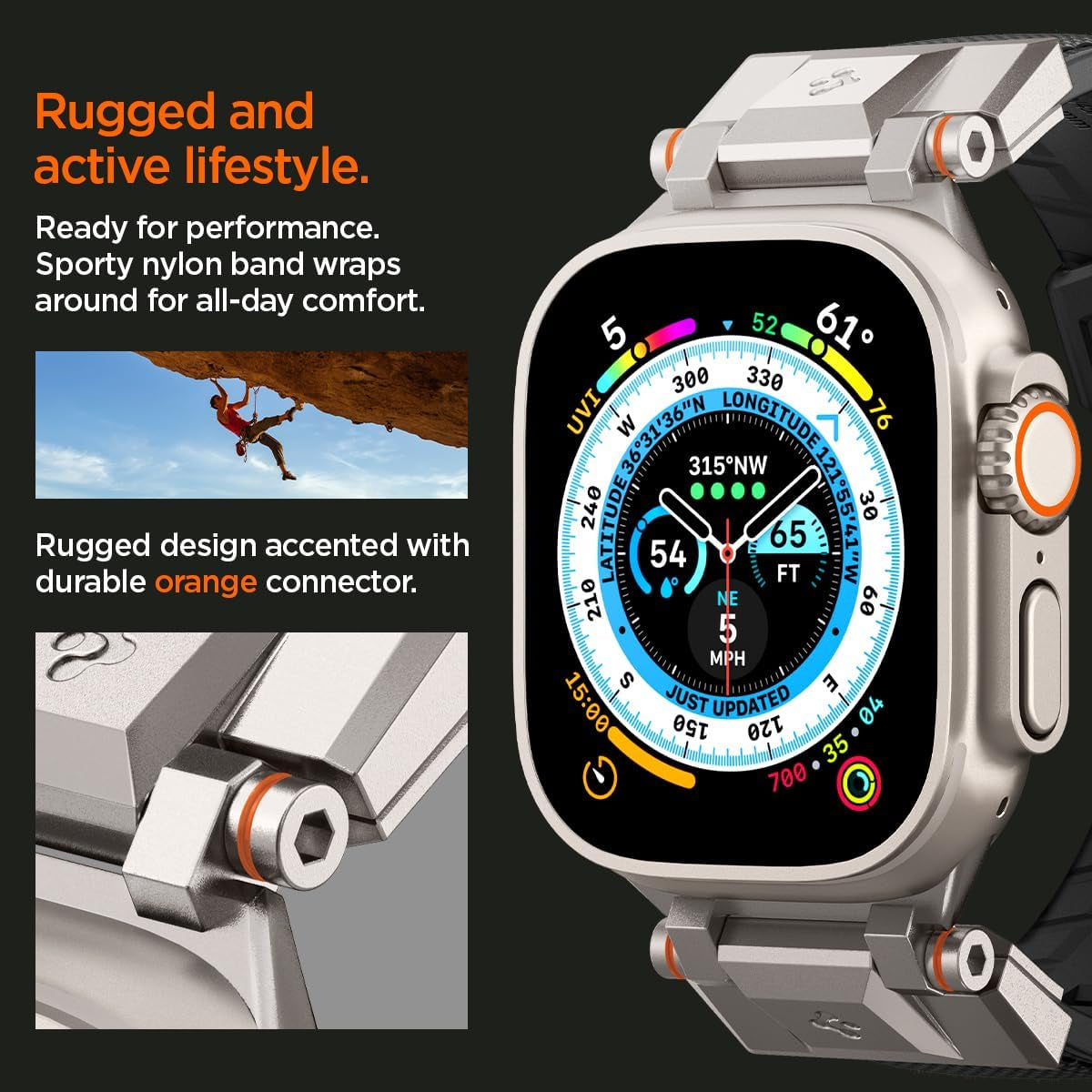 Durapro Armor Designed for Apple Watch Band for Apple Watch Ultra2/Apple Watch Ultra 49Mm, Series 9/8/SE2/7/6/SE/5/4/3/2/1 45Mm/44Mm/42Mm Durable Metal Connector Band