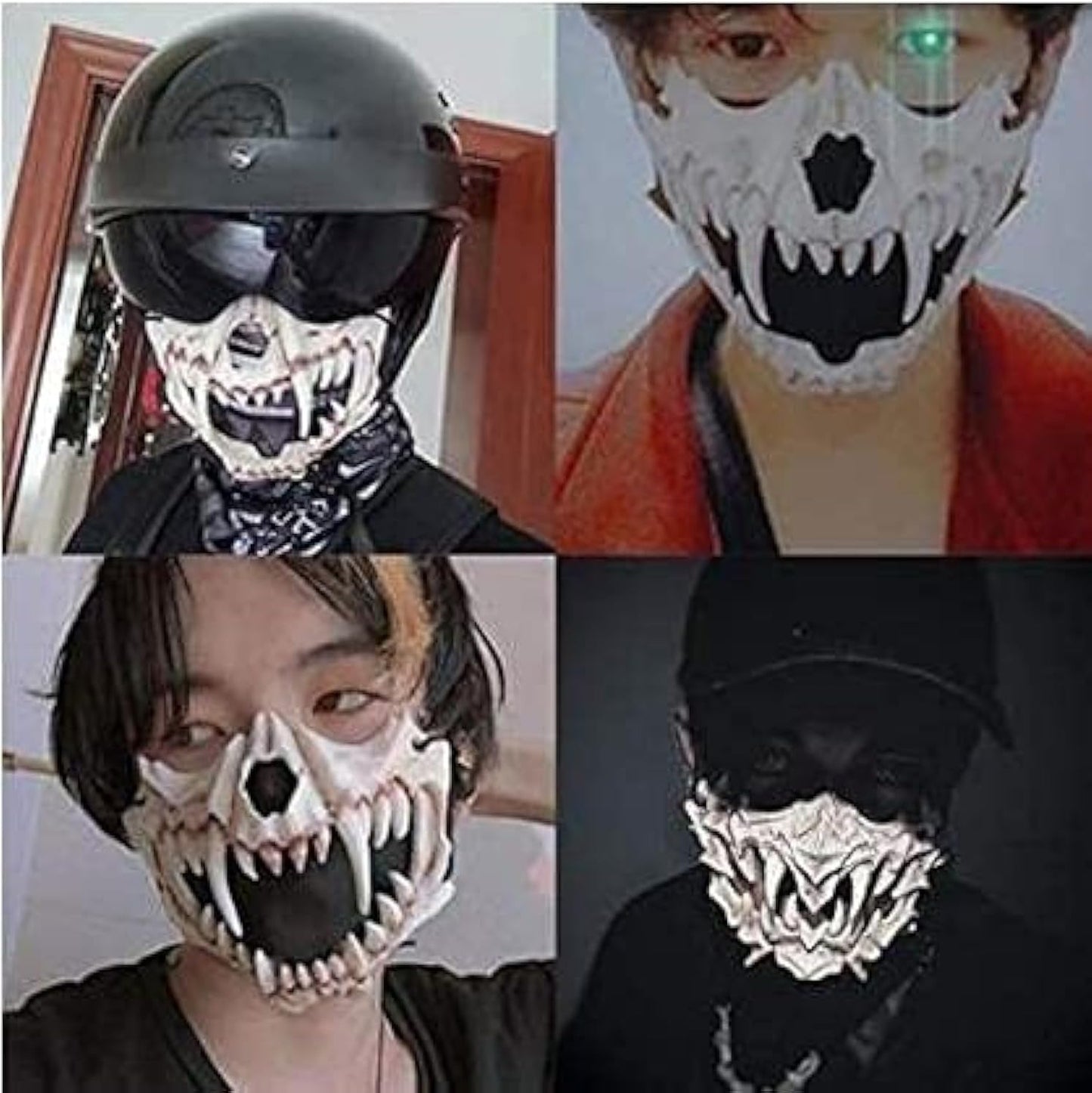 Halloween Skeleton Mask Scary Werewolf Mask Half Skull Mask Cosplay Costume Half Face Teeth Skull Party Cosplay Mask Festival Half Mask Animal Skeleton Mask Half-Face Mask Halloween Costume Prop