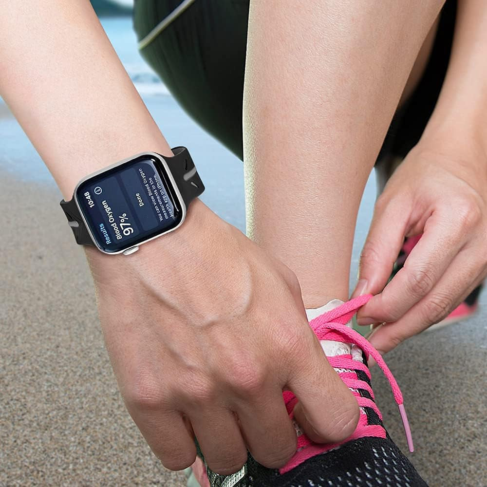 E Bands Compatible with Apple Watch Band 40Mm 38Mm 42Mm 44Mm,Two-Tone Soft Breathable Silicone Sports Replacement Strap Women Girls Compatible for Iwatch Series SE 6 5 4 3 2 1