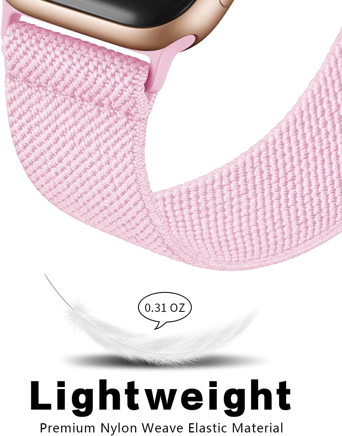Stretchy Nylon Watch Bands Compatible with Apple Watch Series 10/9/8/7/6/5/4/3 SE 2/1, Adjustable Braided Elastic Sport Loop Rugged Straps for Iwatch Women Men (Barbie Pink, 38/40/41/42MM)
