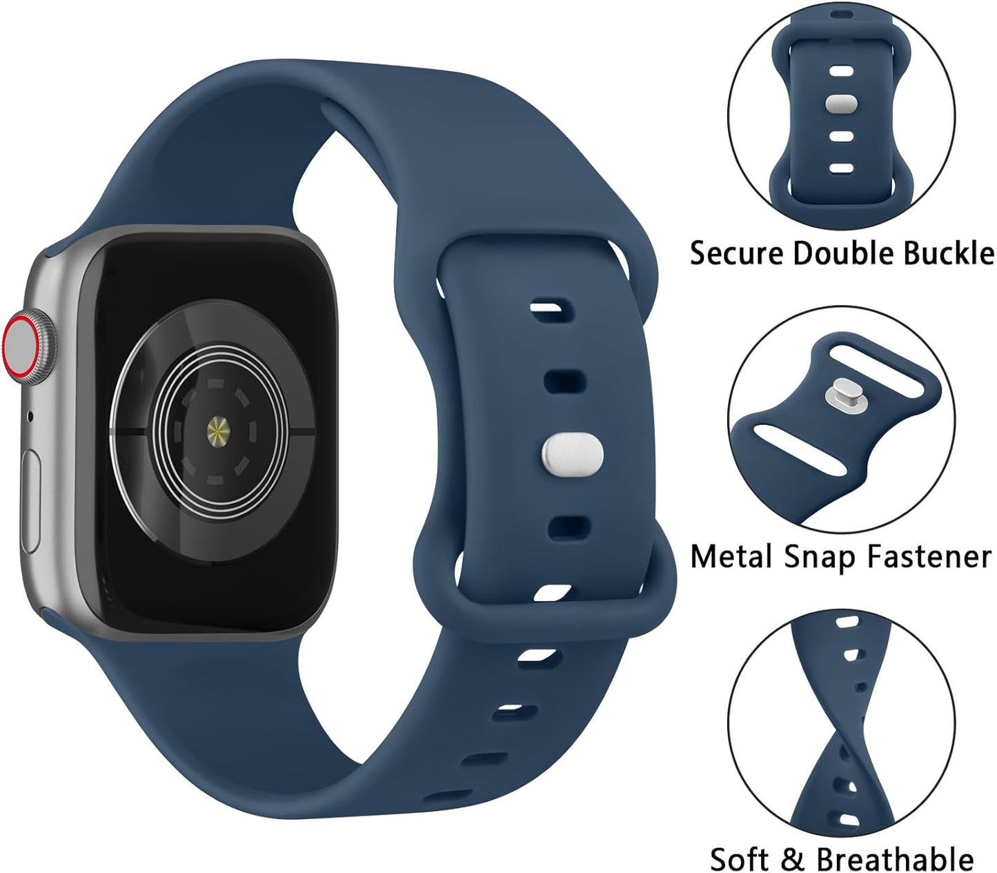 Bands Compatible with Apple Watch Band 38Mm 40Mm 41Mm 42Mm 44Mm 45Mm 49Mm, Soft Liquid Silicone Waterproof Replacement Sport Strap Wristbands for Iwatch Series Ultra2 Ultra SE2 9 8 7 6 5 4 3 2 1 SE Women Men