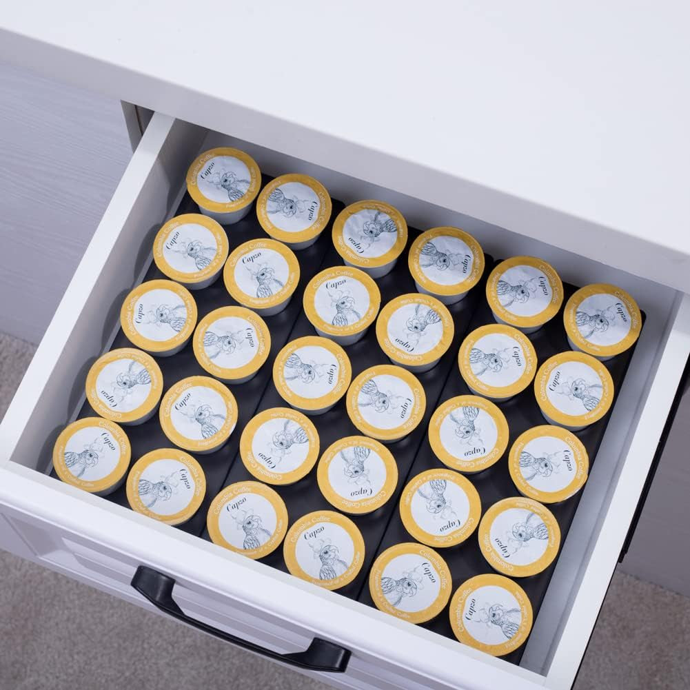 Coffee Pod Storage Organizer for Kitchen Drawer Holders 20 K CUP, Premium Plastic Tray with Non-Slip Mat