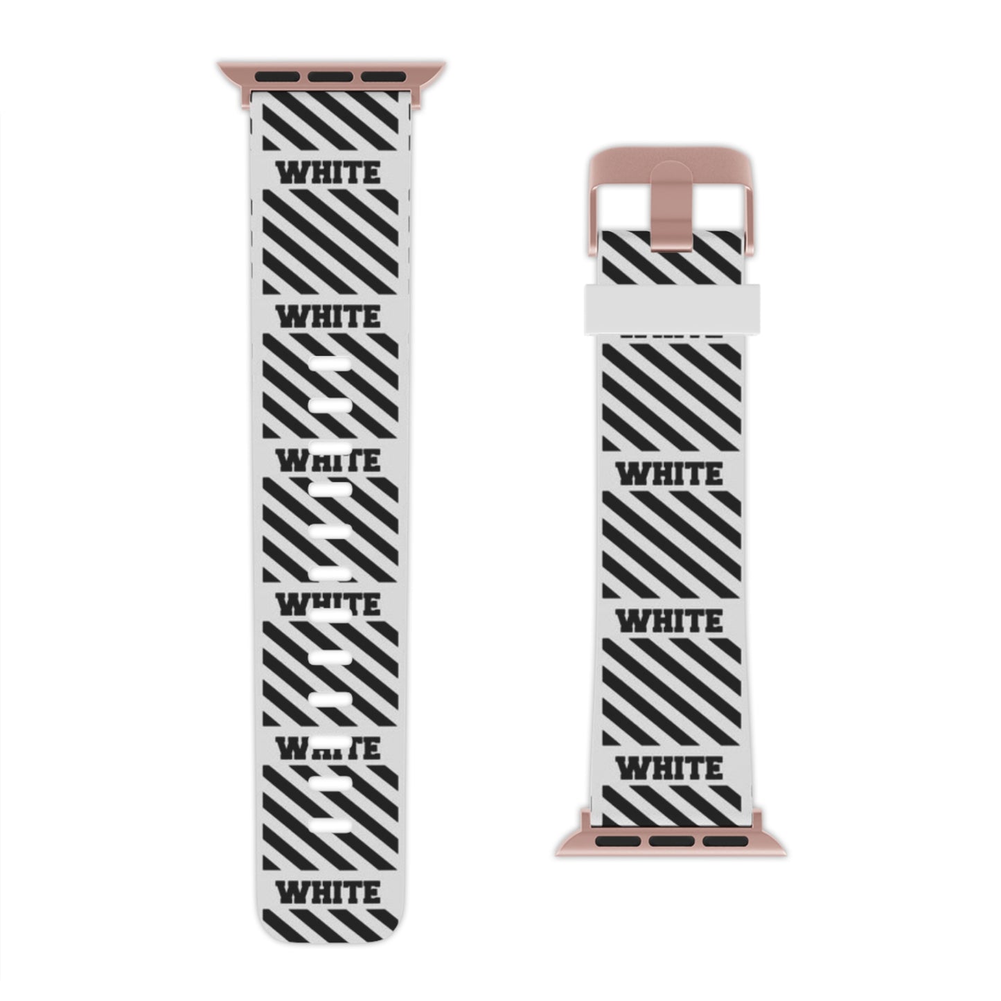 Stylish Black & Off-White Inspired Apple Watch Band - Modern Design with 'WHITE' Text