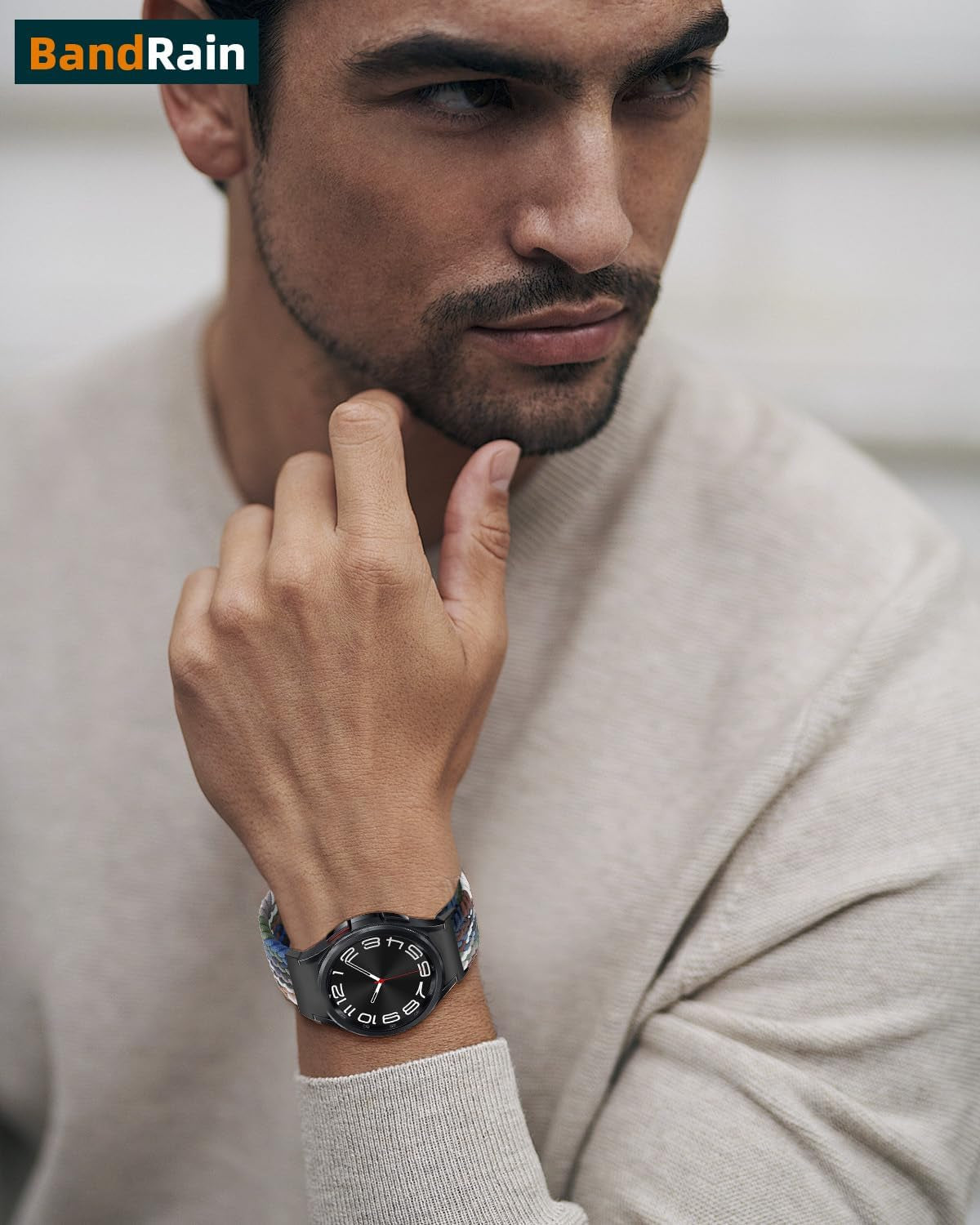 One Click No Gap Braided Bands Compatible with Samsung Galaxy Watch 7 6 4 5 FE Band 40Mm 44Mm/Galaxy Watch 6 4 Classic 47Mm 43Mm 42Mm 46Mm/Watch 5 Pro 45Mm, 20Mm Elastic Nylon Sport Straps Men Women