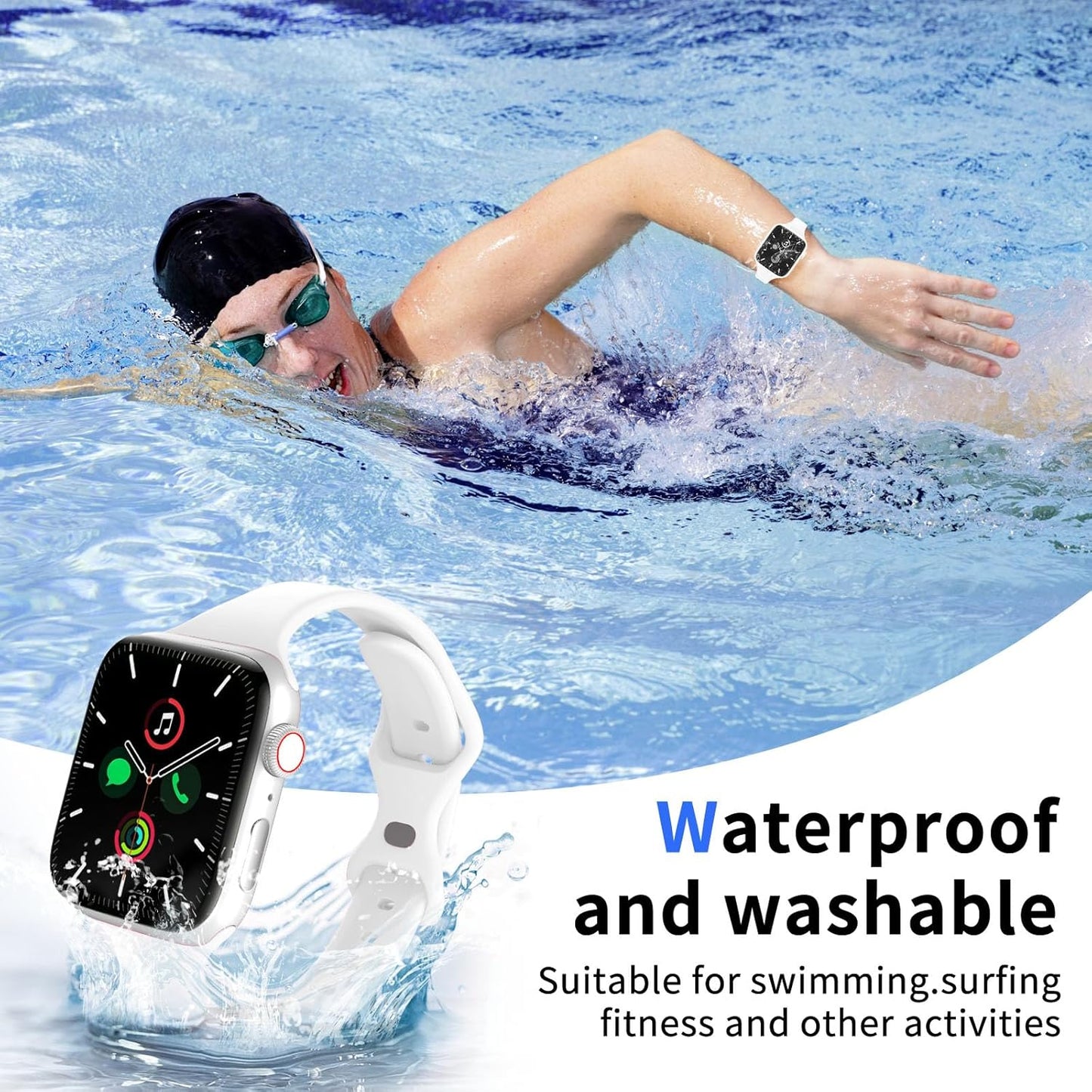 Band Compatible with Apple Watch 38Mm 40Mm 41Mm 42Mm 44Mm 45Mm 49Mm, Replacement Soft Silicone Sport Strap for Iwatch Series Ultra 9/8/7/6/5/4/3/2/1 SE Women Girl