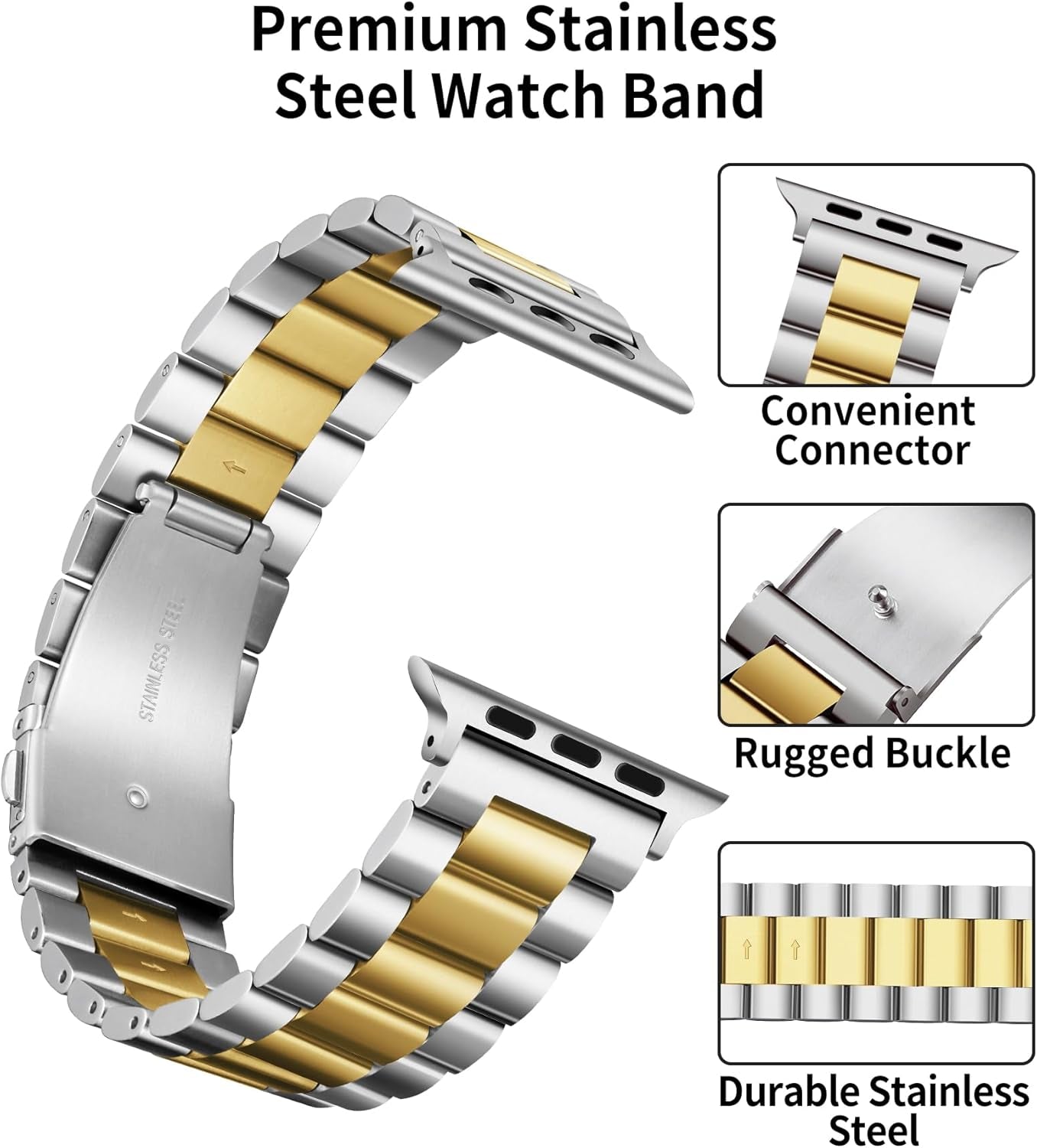 Compatible with Apple Watch Band 49Mm 45Mm 44Mm 42Mm 41Mm 40Mm 38Mm Matte Stainless Steel Metal Watch Strap with TPU Watch Case Compatible with Iwatch Series Ultra/9/8/7/Se2/Se/6/5/4/3/2/1