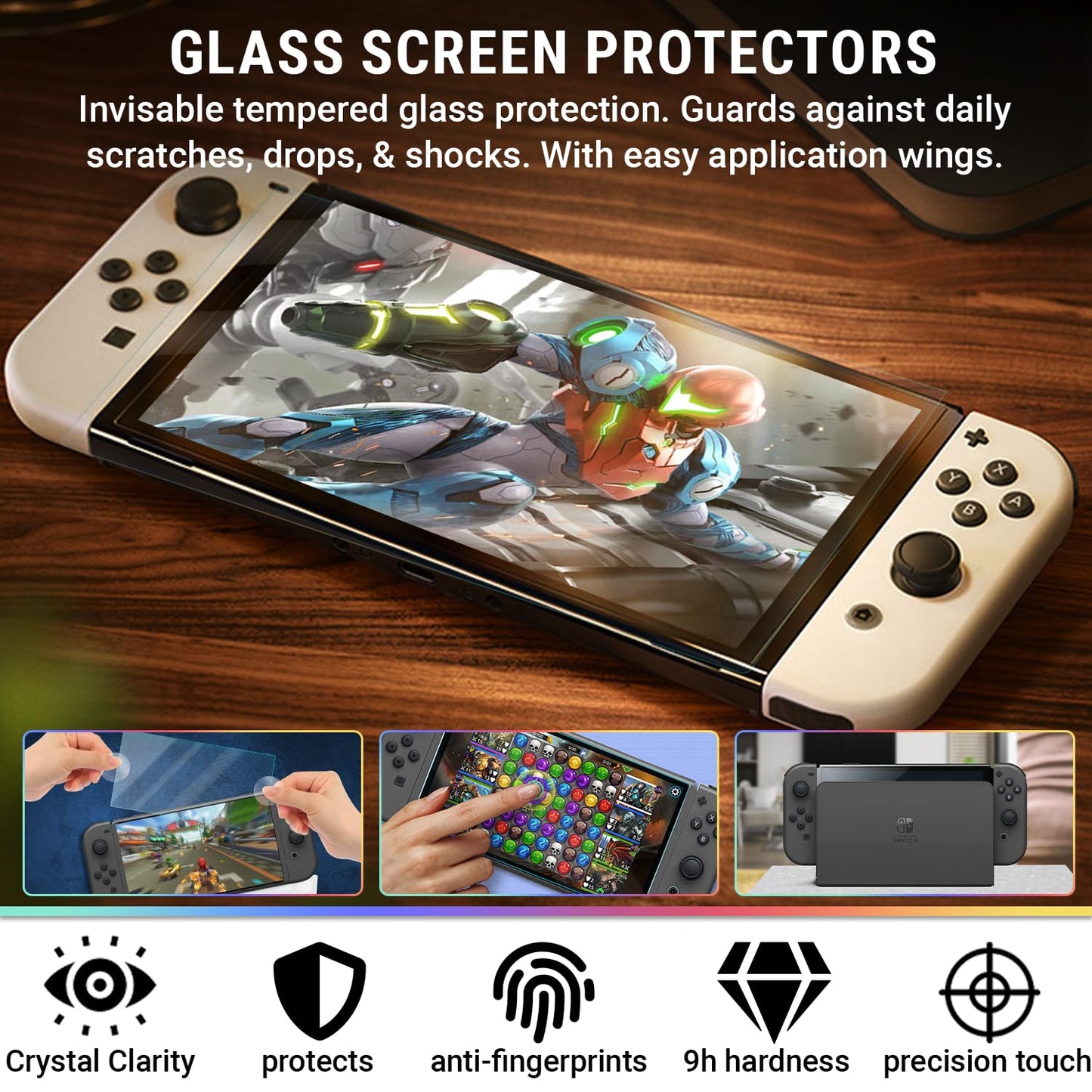 Switch Accessories Bundle - Essentials Pack for Nintendo Switch OLED Case & Screen Protector , Grip Case, Games Holder, Headphones - Classic Black Edition