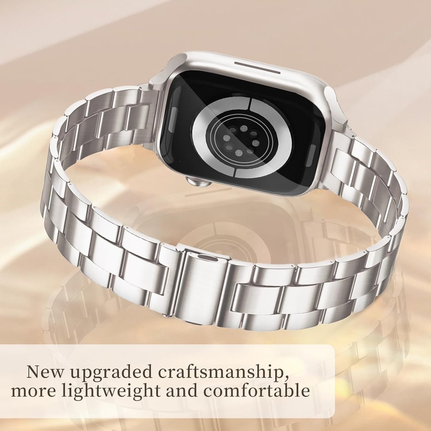 Thin Metal Bands Compatible with Apple Watch Band 38Mm 40Mm 41Mm 42Mm 44Mm 45Mm 46Mm 49Mm, Slim Stainless Steel Wristband Strap for Iwatch Ultra SE Series 10 9 8 7 6 5 4 3 2 1-Silver+Starlight