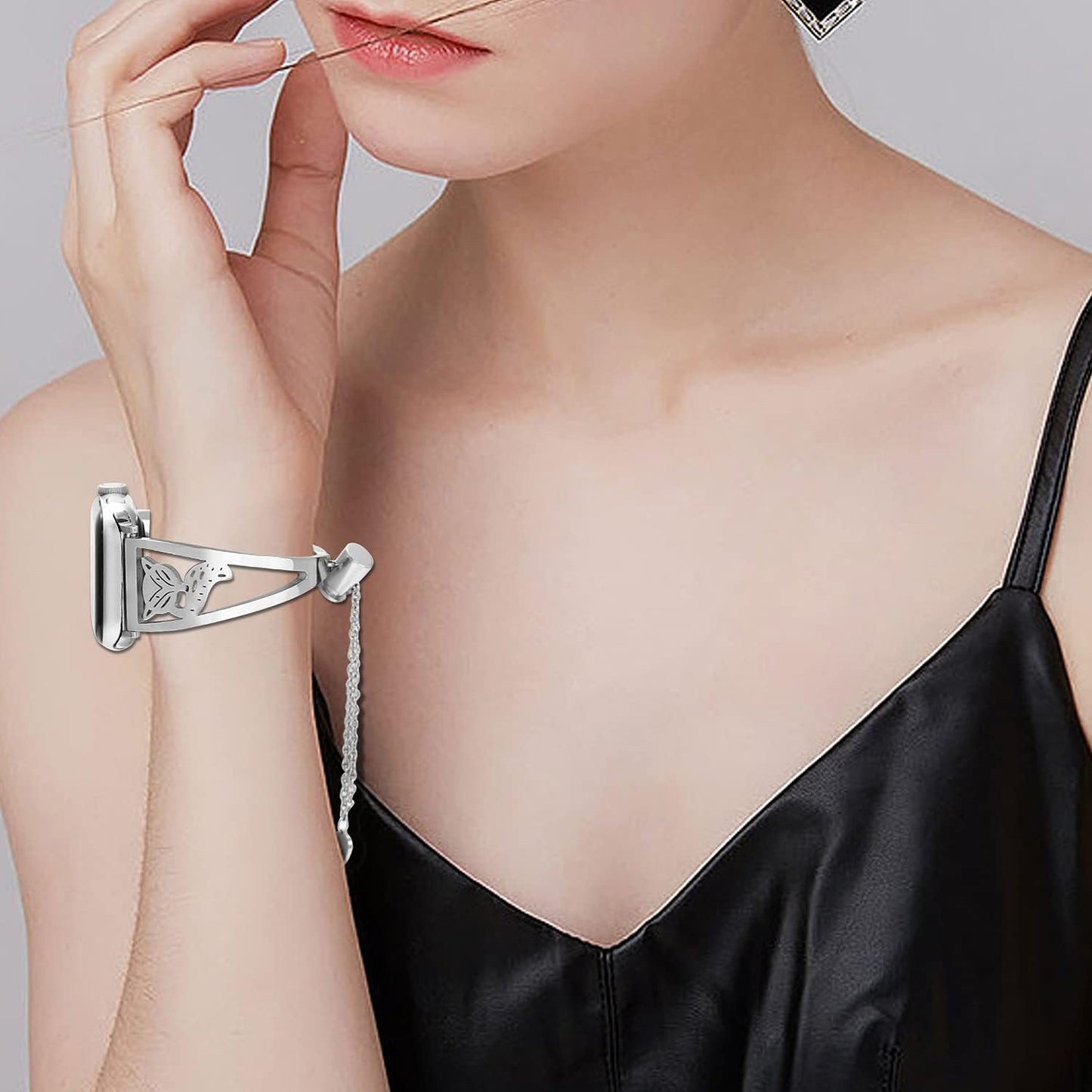Bling Band Compatible with Apple Watch 38Mm 40Mm 41Mm 42Mm 44Mm 45Mm Iwatch SE Series 7/6/5/4/3/2/1,Cute Fox Stainless Steel Bands Dressy Jewelry Diamond Unicorn Bracelet Bangle Wristband Women.